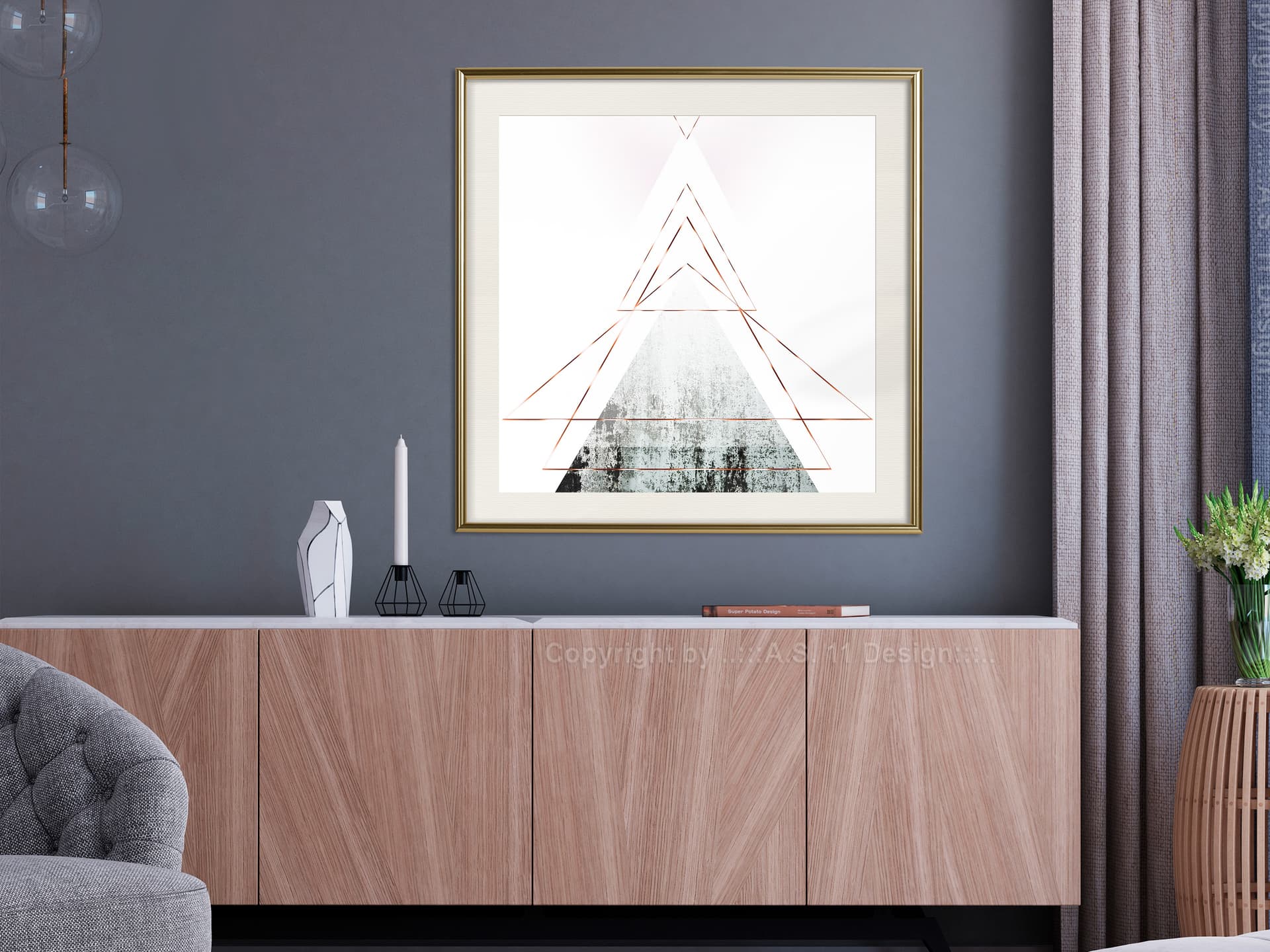 

Plakat - Ośnieżony szczyt (kwadratowy) (rozmiar 30x30, wykończenie Rama złota z passe-partout)