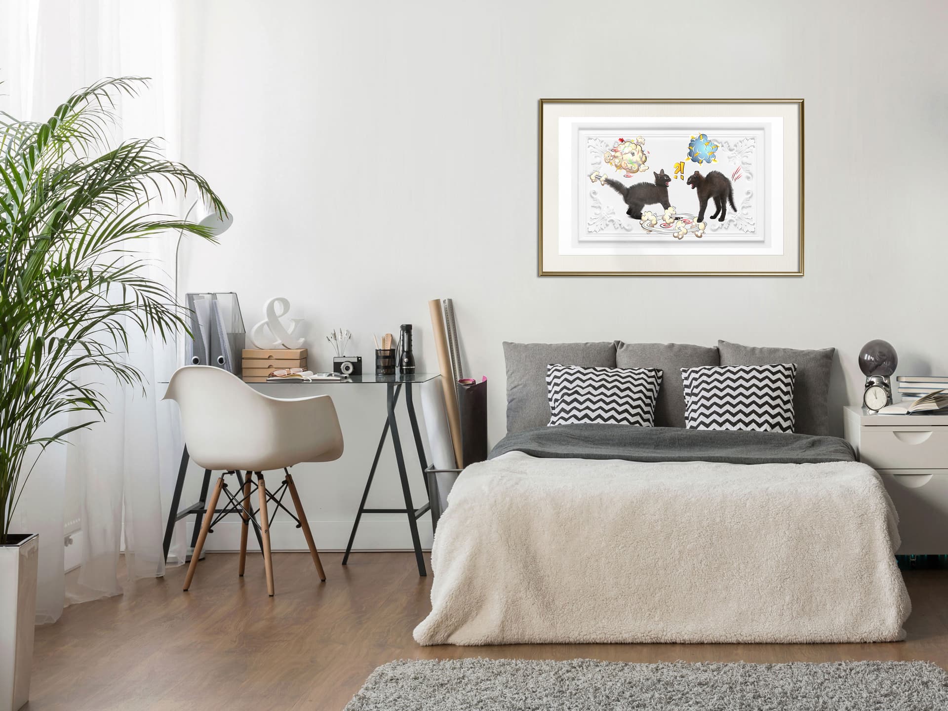 

Plakat - Darcie kotów (rozmiar 60x40, wykończenie Rama złota z passe-partout)