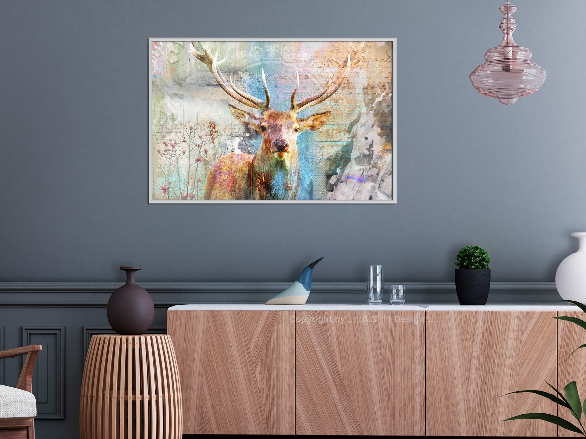 

Plakat - Pastelowy jeleń (rozmiar 30x20, wykończenie Rama biała)
