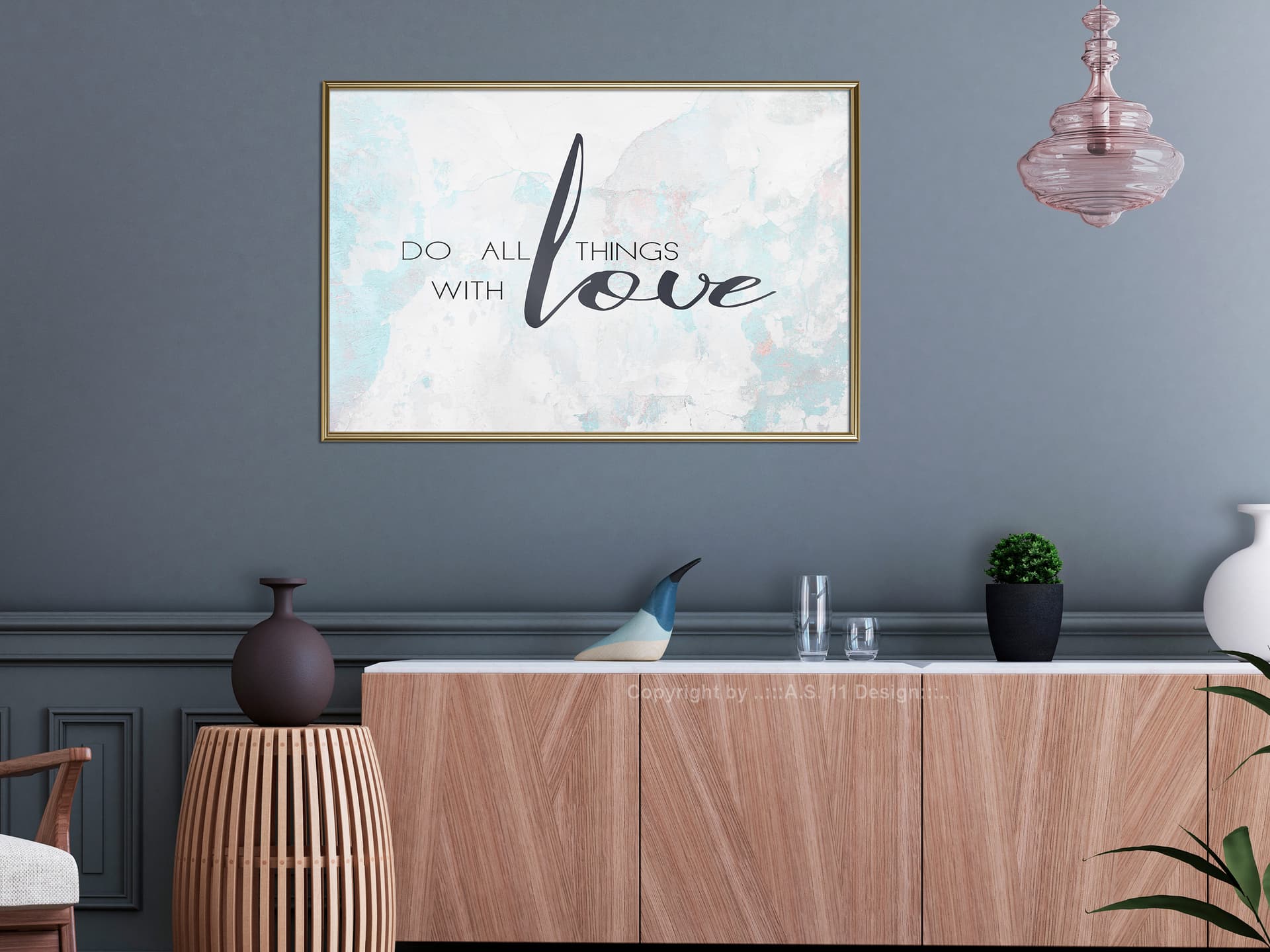 

Plakat - Z miłością (rozmiar 90x60, wykończenie Rama złota)