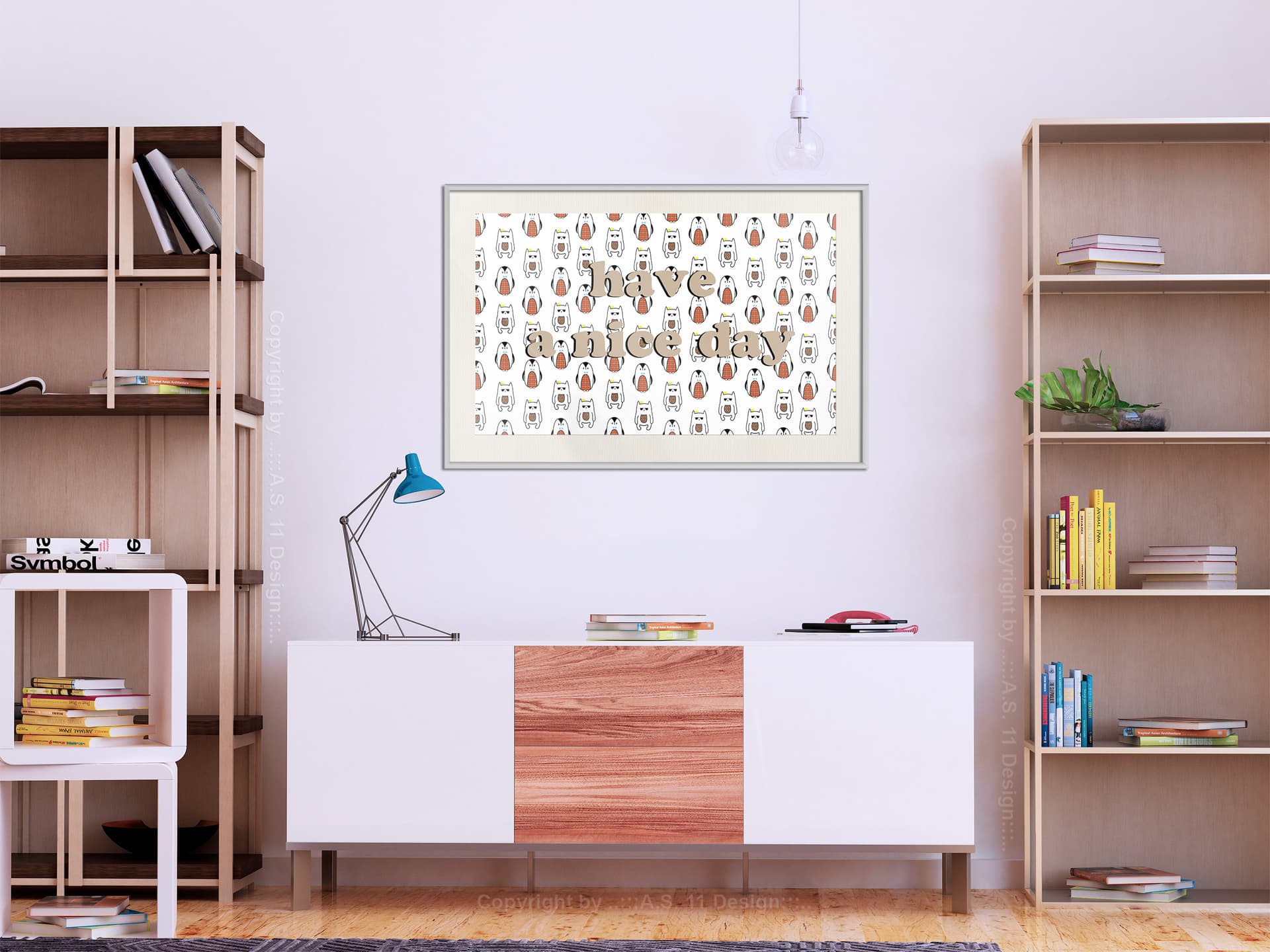 

Plakat - Zwierzątka życzą miłego dnia (rozmiar 60x40, wykończenie Rama biała z passe-partout)