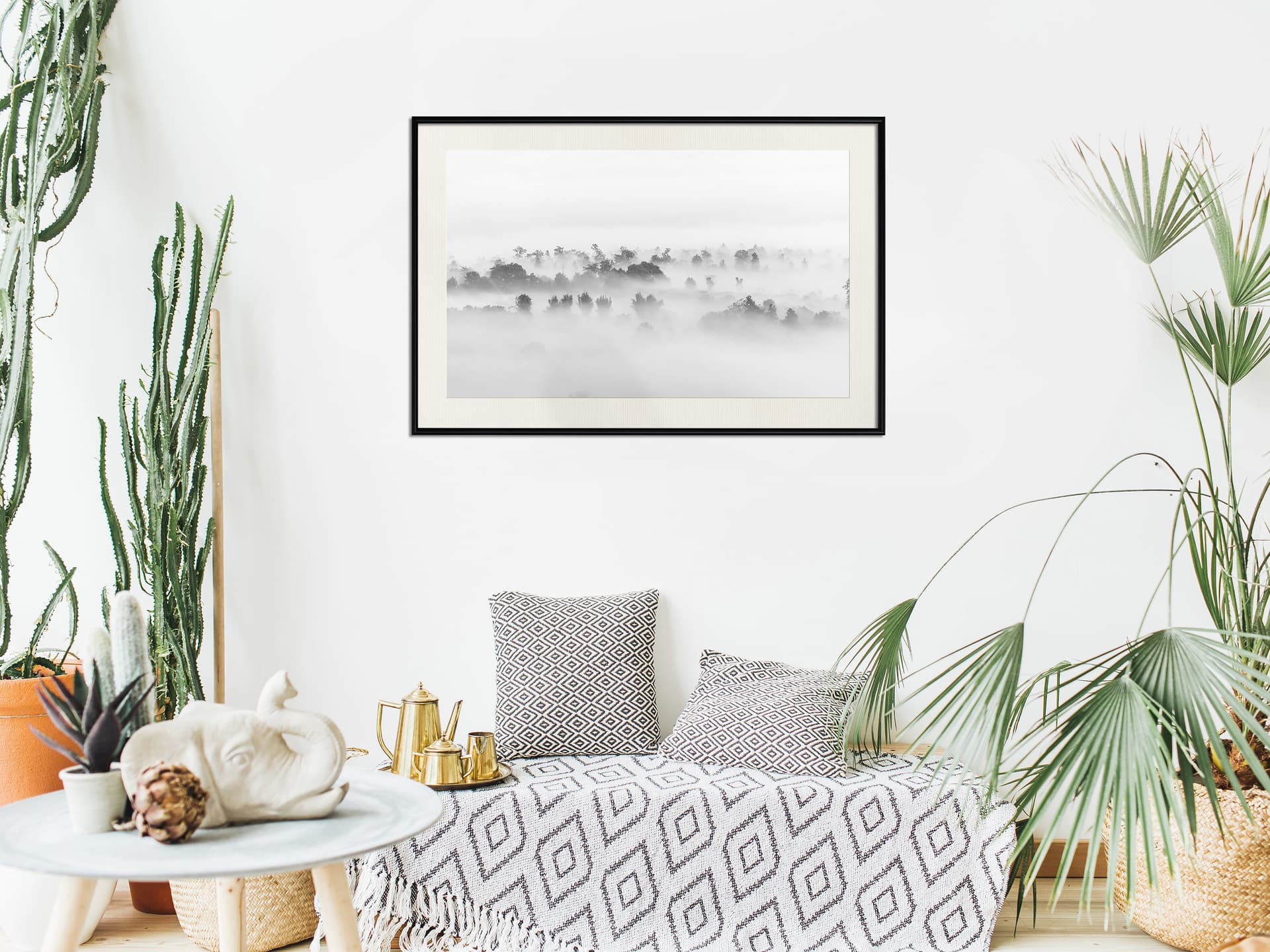 

Plakat - Mgła nad lasem (rozmiar 30x20, wykończenie Rama czarna z passe-partout)