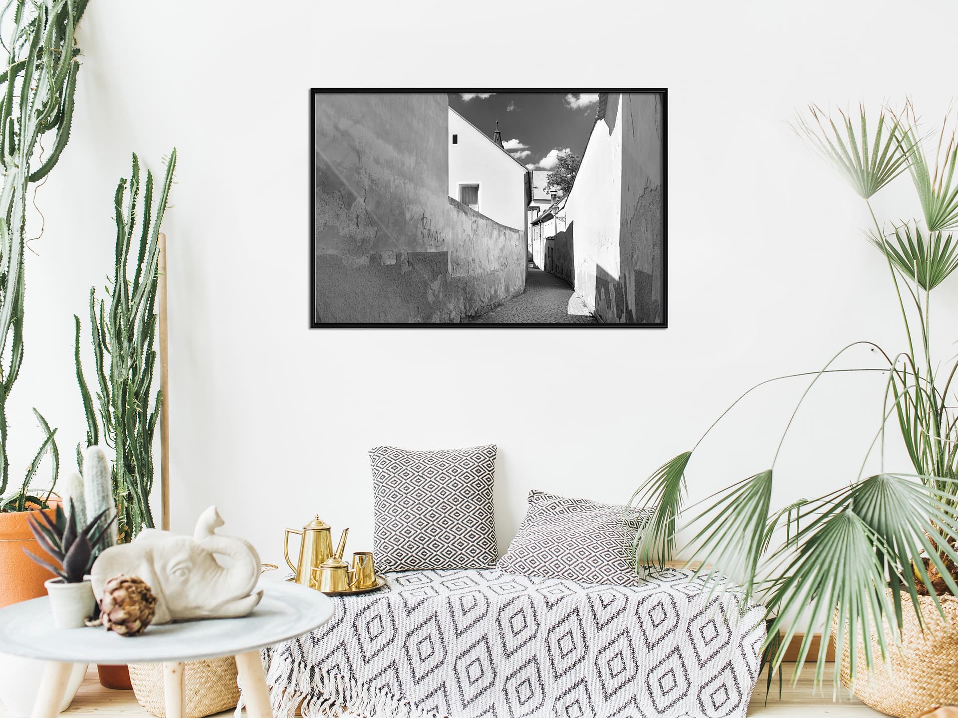 

Plakat - Słoneczny dzień w miasteczku (rozmiar 30x20, wykończenie Rama czarna)