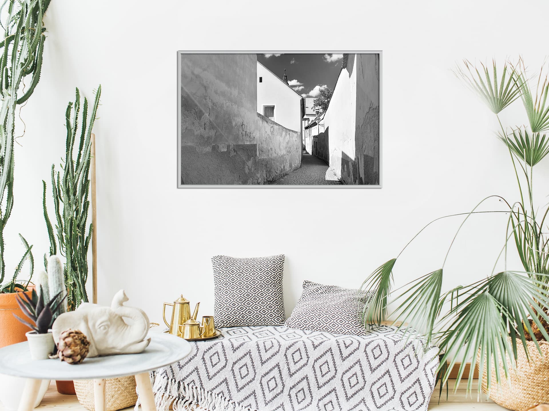 

Plakat - Słoneczny dzień w miasteczku (rozmiar 45x30, wykończenie Rama biała)