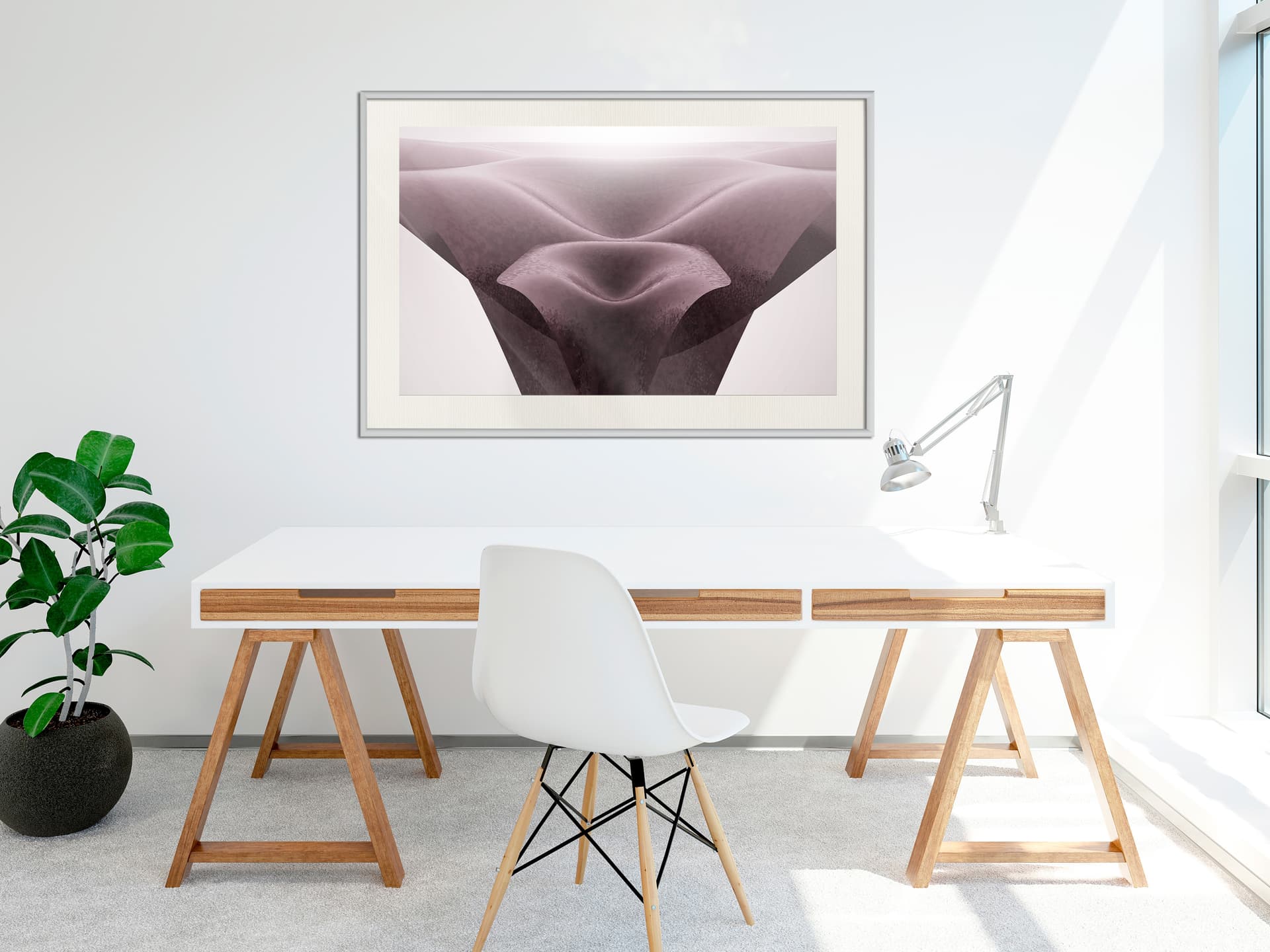 

Plakat - Surrealistyczne wydmy (rozmiar 90x60, wykończenie Rama biała z passe-partout)