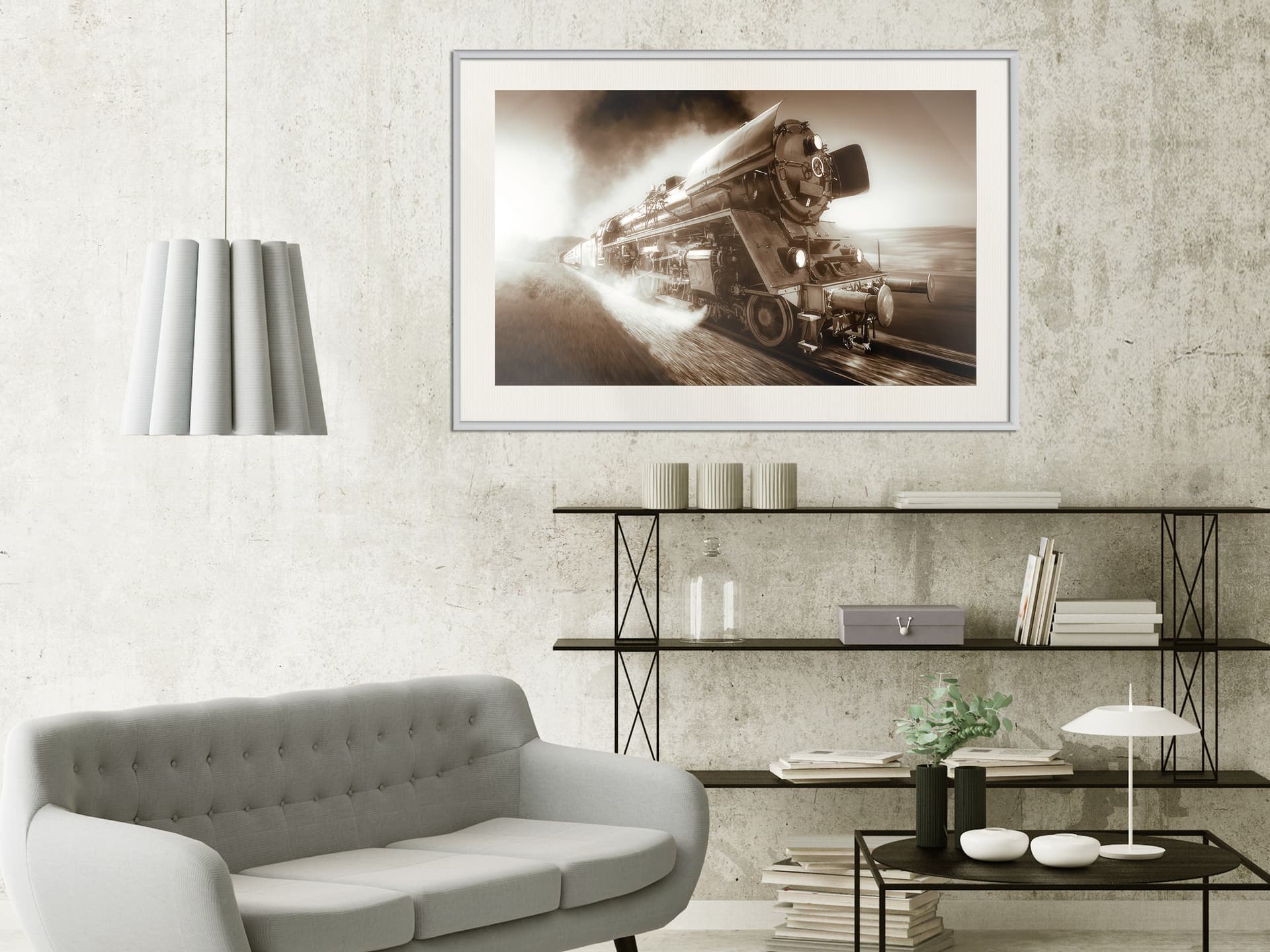 

Plakat - Para i stal (rozmiar 45x30, wykończenie Rama biała z passe-partout)