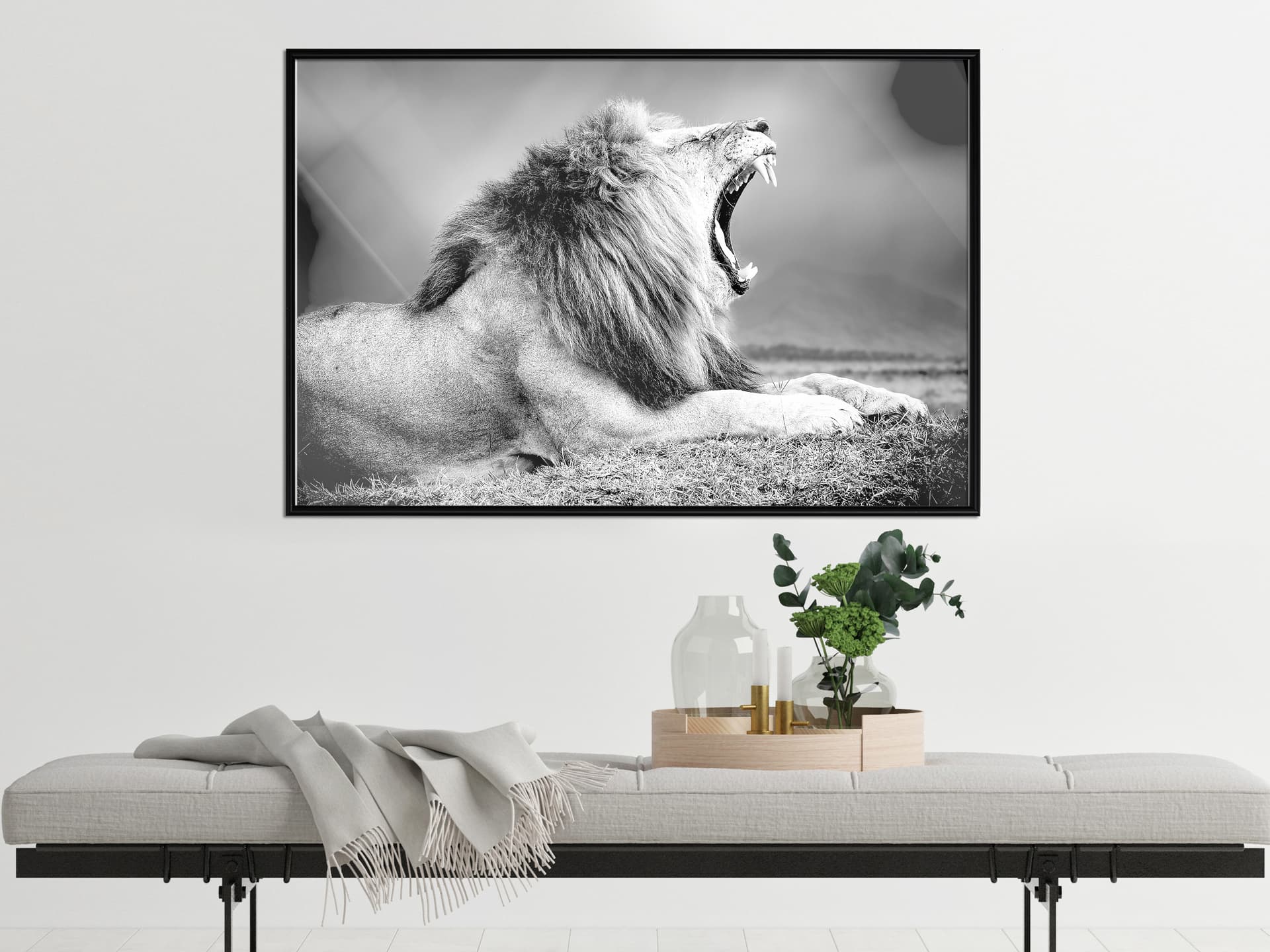 

Plakat - Ziewający lew (rozmiar 60x40, wykończenie Rama czarna)