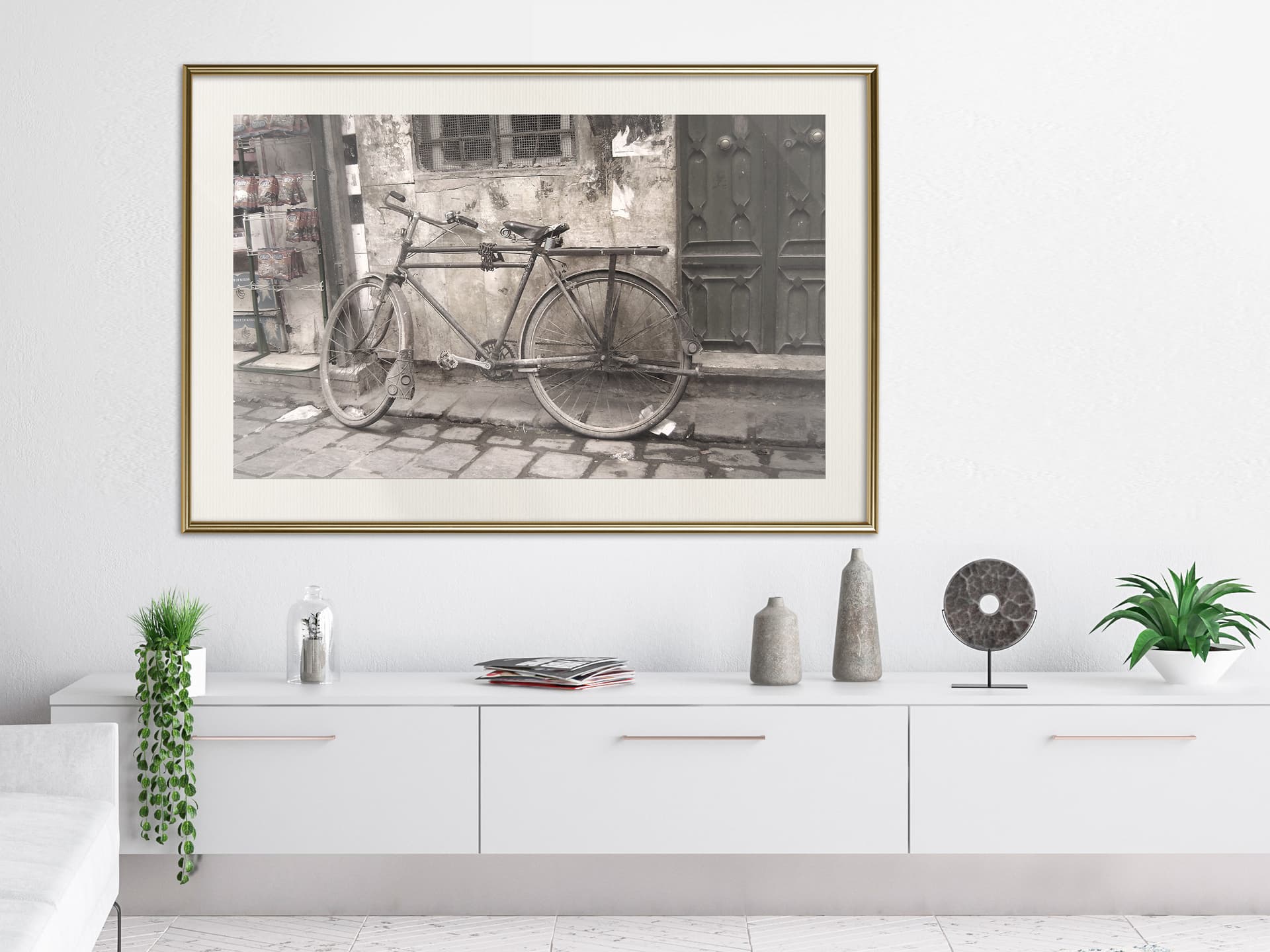 

Plakat - Stary rower (rozmiar 90x60, wykończenie Rama złota z passe-partout)