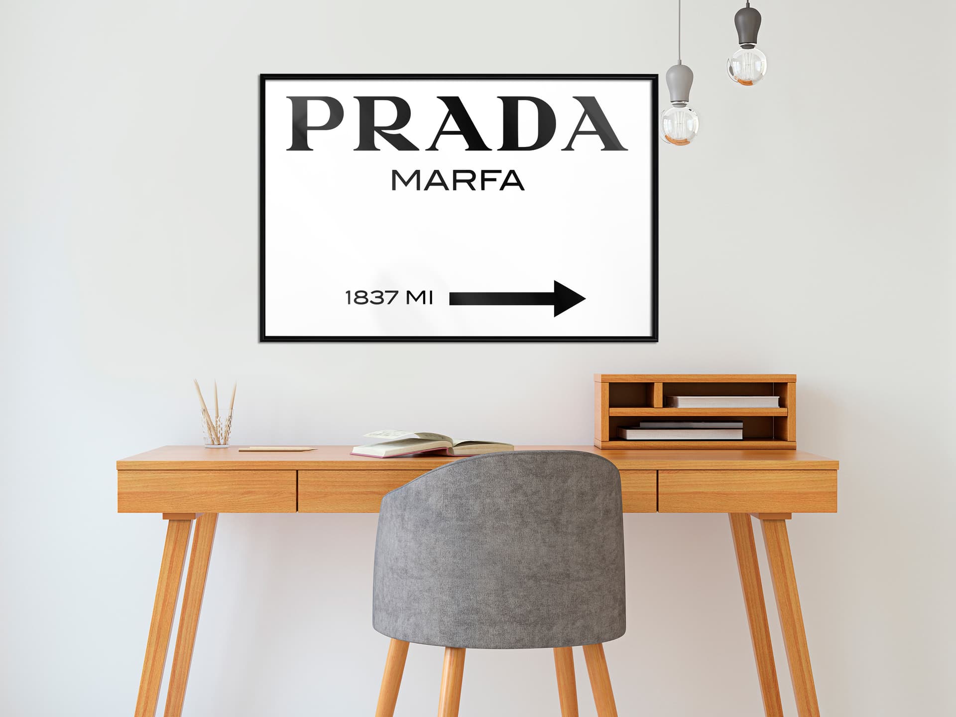 

Plakat - Prada (biały) (rozmiar 30x20, wykończenie Rama czarna)