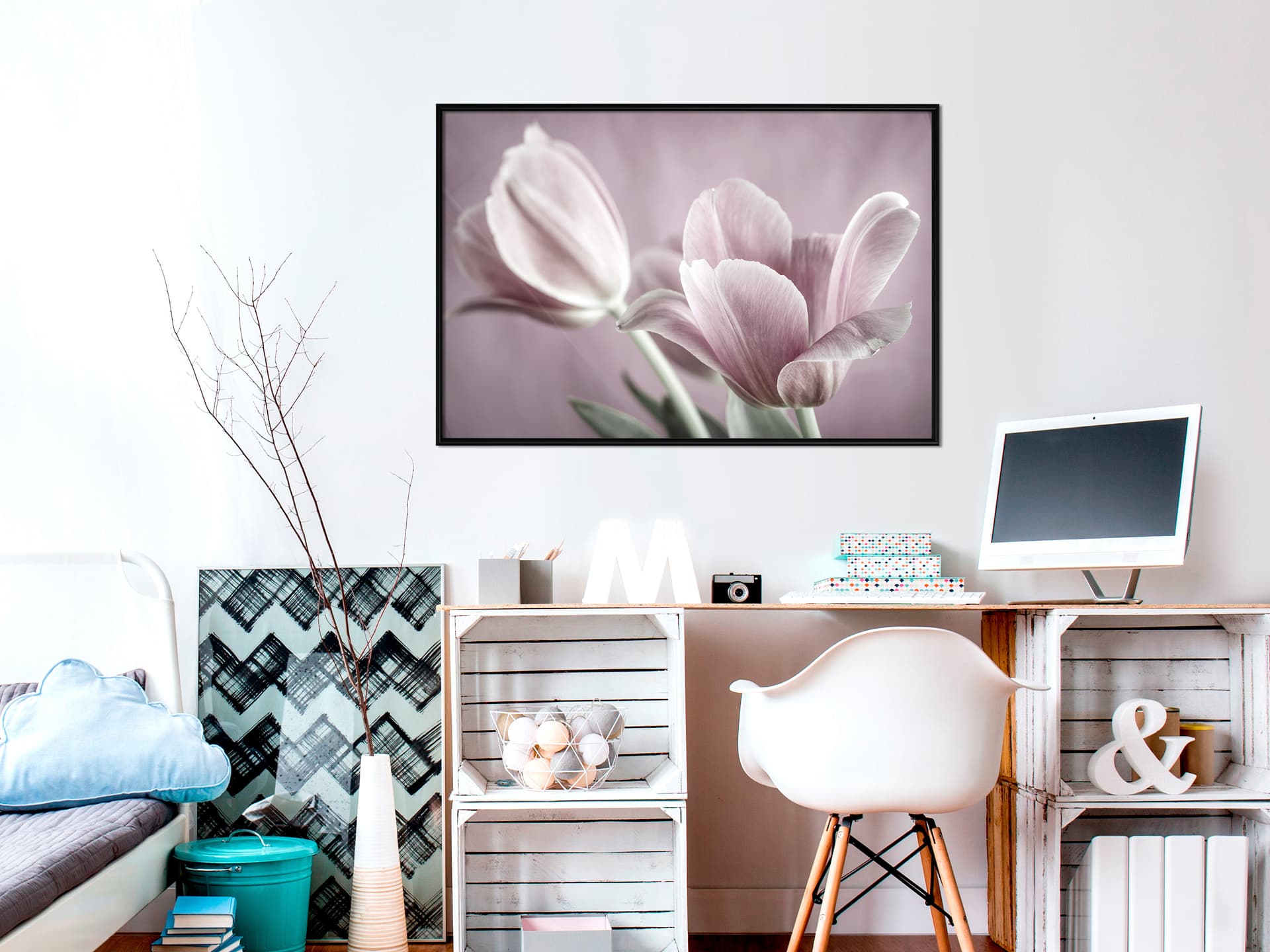 

Plakat - Pastelowe tulipany I (rozmiar 45x30, wykończenie Rama czarna)