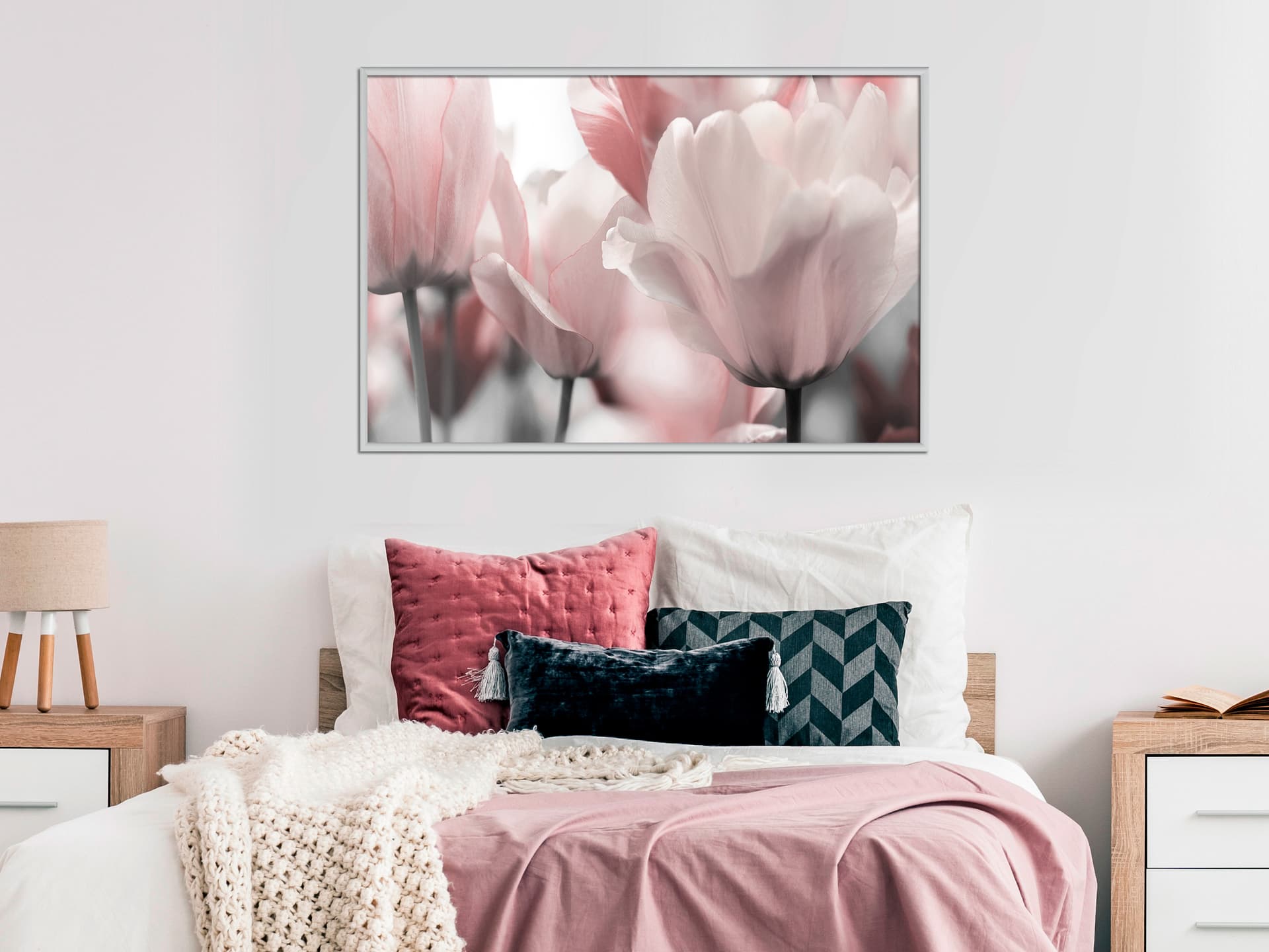 

Plakat - Pastelowe tulipany II (rozmiar 45x30, wykończenie Rama biała)