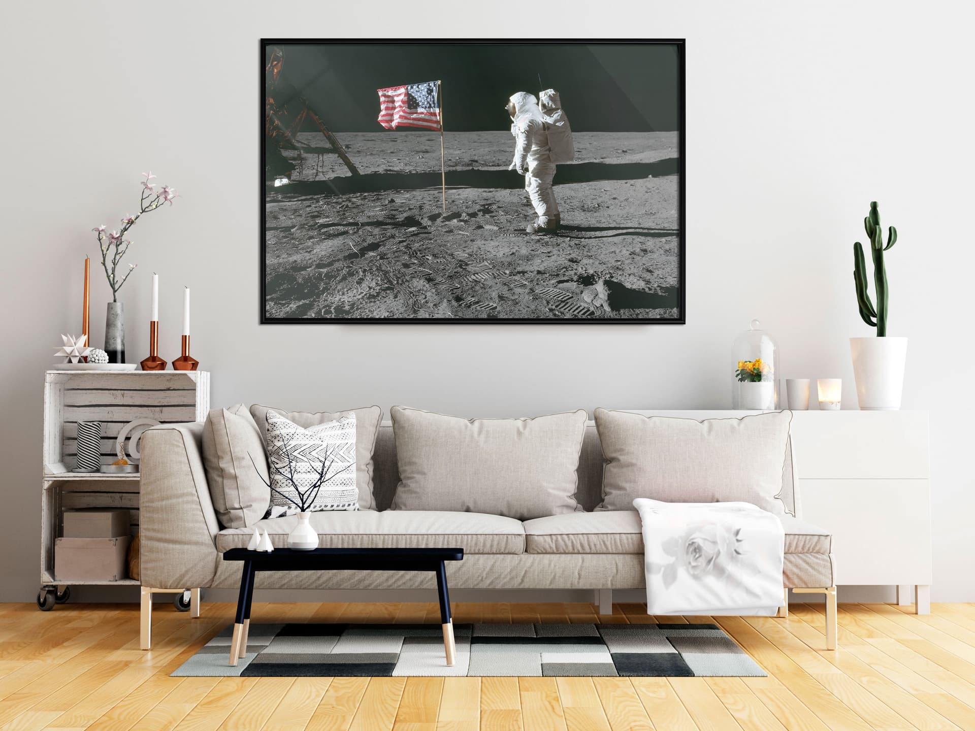 

Plakat - Flaga na księżycu (rozmiar 30x20, wykończenie Rama czarna)