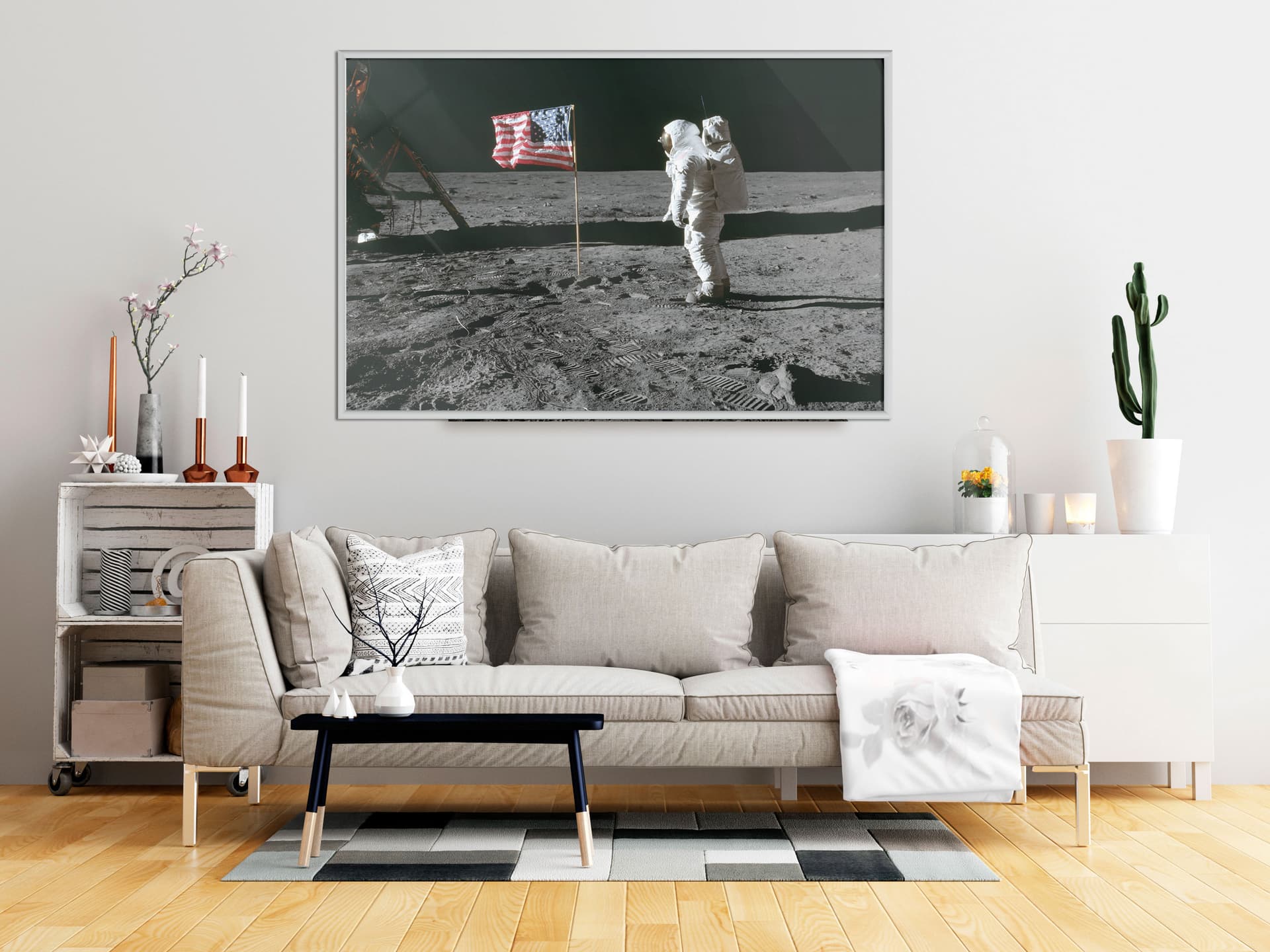 

Plakat - Flaga na księżycu (rozmiar 45x30, wykończenie Rama biała)
