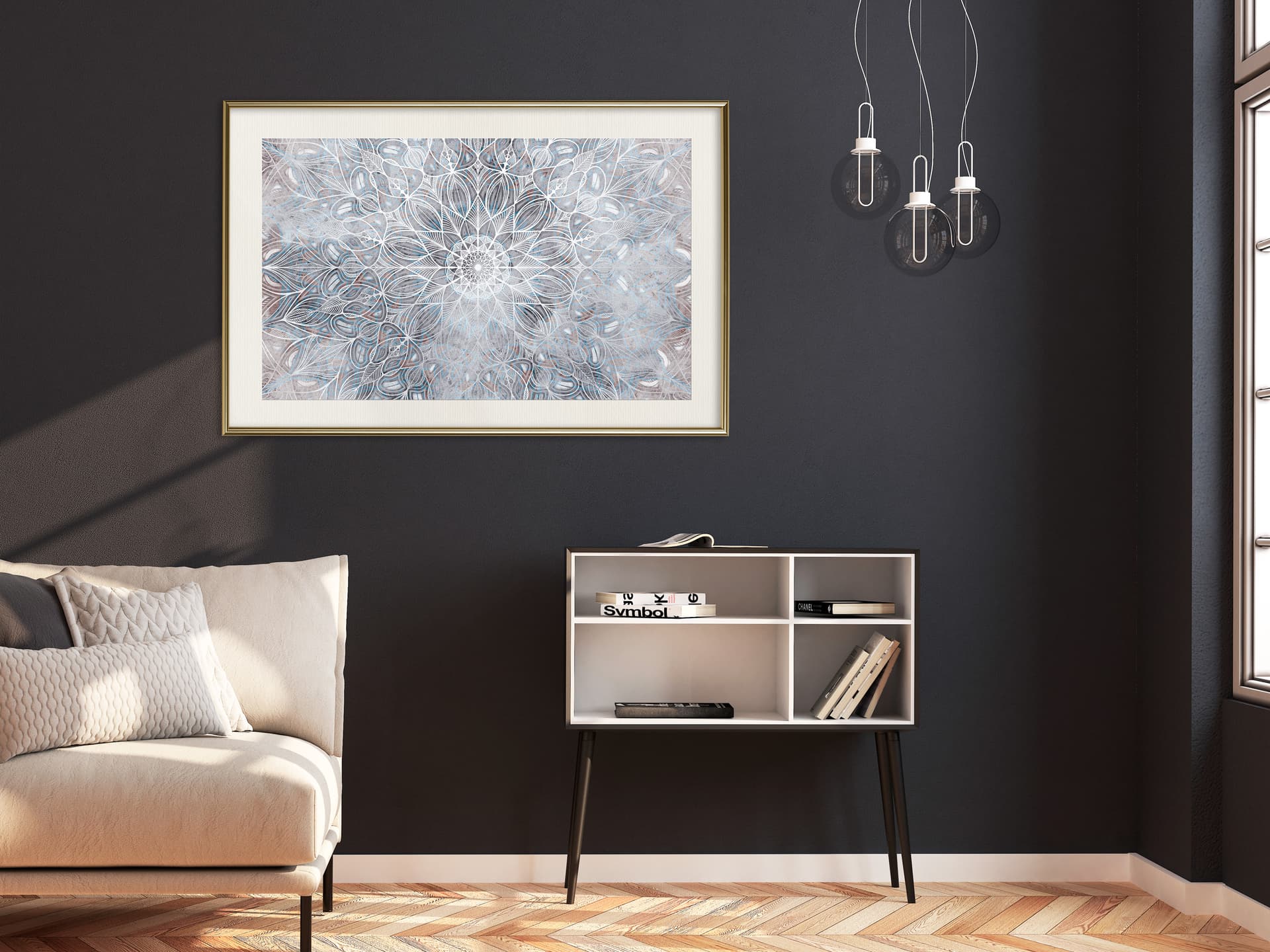 

Plakat - Zimowa mandala (rozmiar 45x30, wykończenie Rama złota z passe-partout)