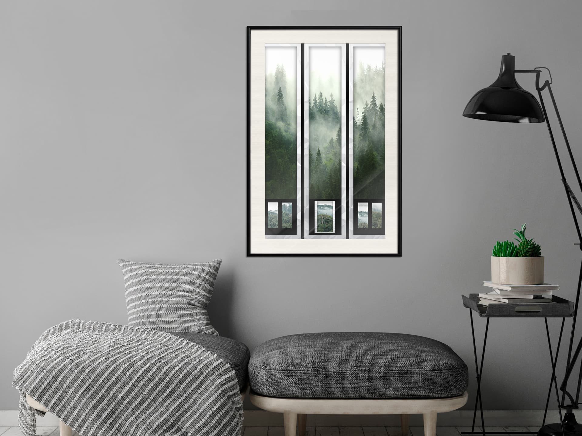 

Plakat - Odwieczny las – tryptyk (rozmiar 20x30, wykończenie Rama czarna z passe-partout)