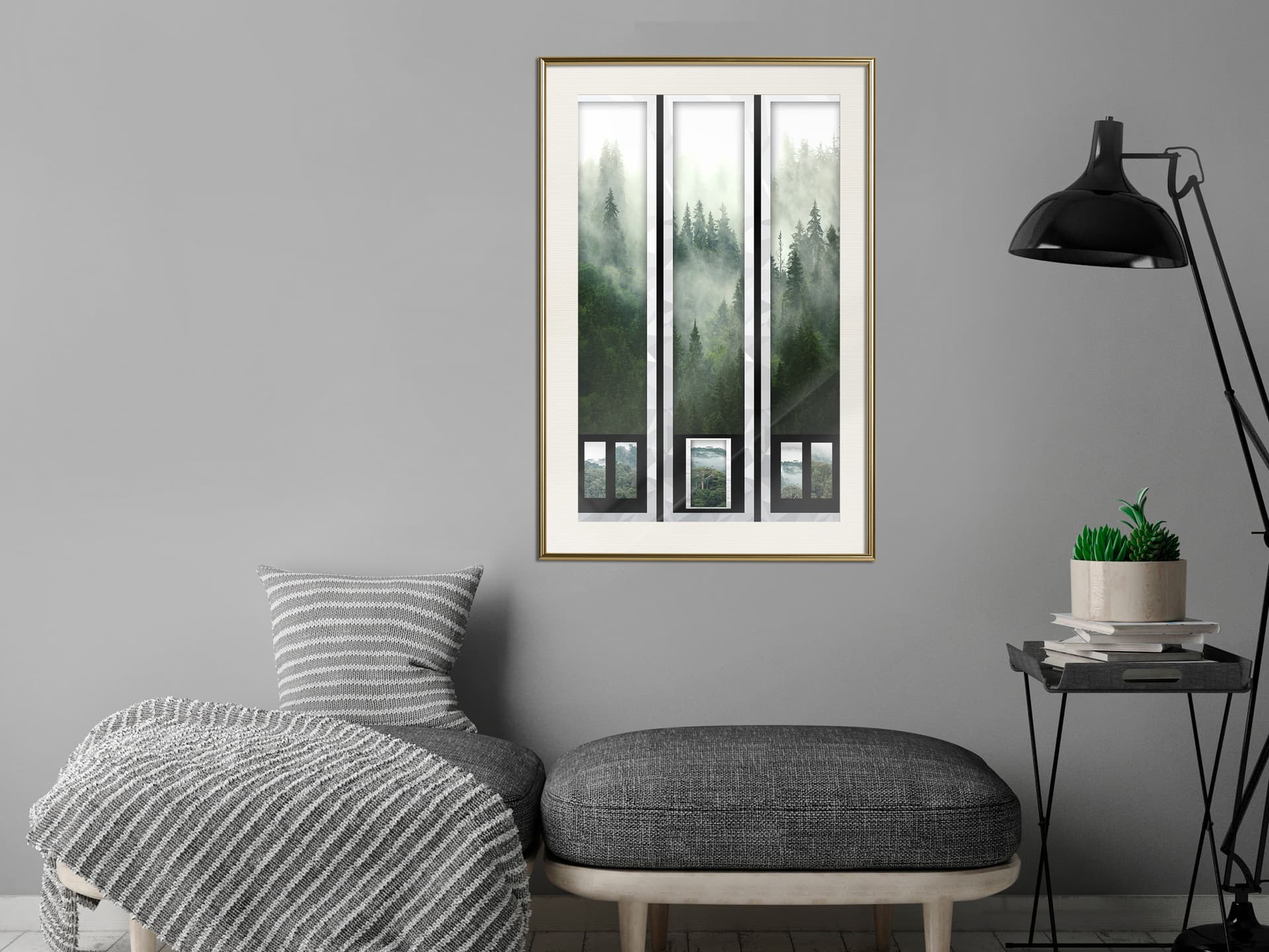 

Plakat - Odwieczny las – tryptyk (rozmiar 20x30, wykończenie Rama złota z passe-partout)