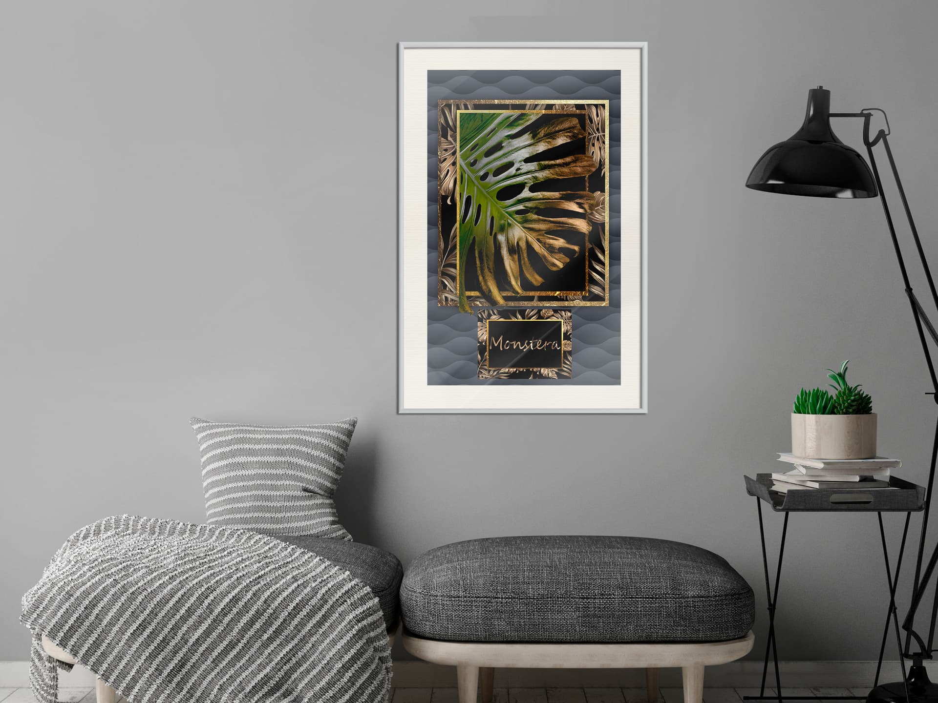 

Plakat - Monstera w ramce (rozmiar 20x30, wykończenie Rama biała z passe-partout)