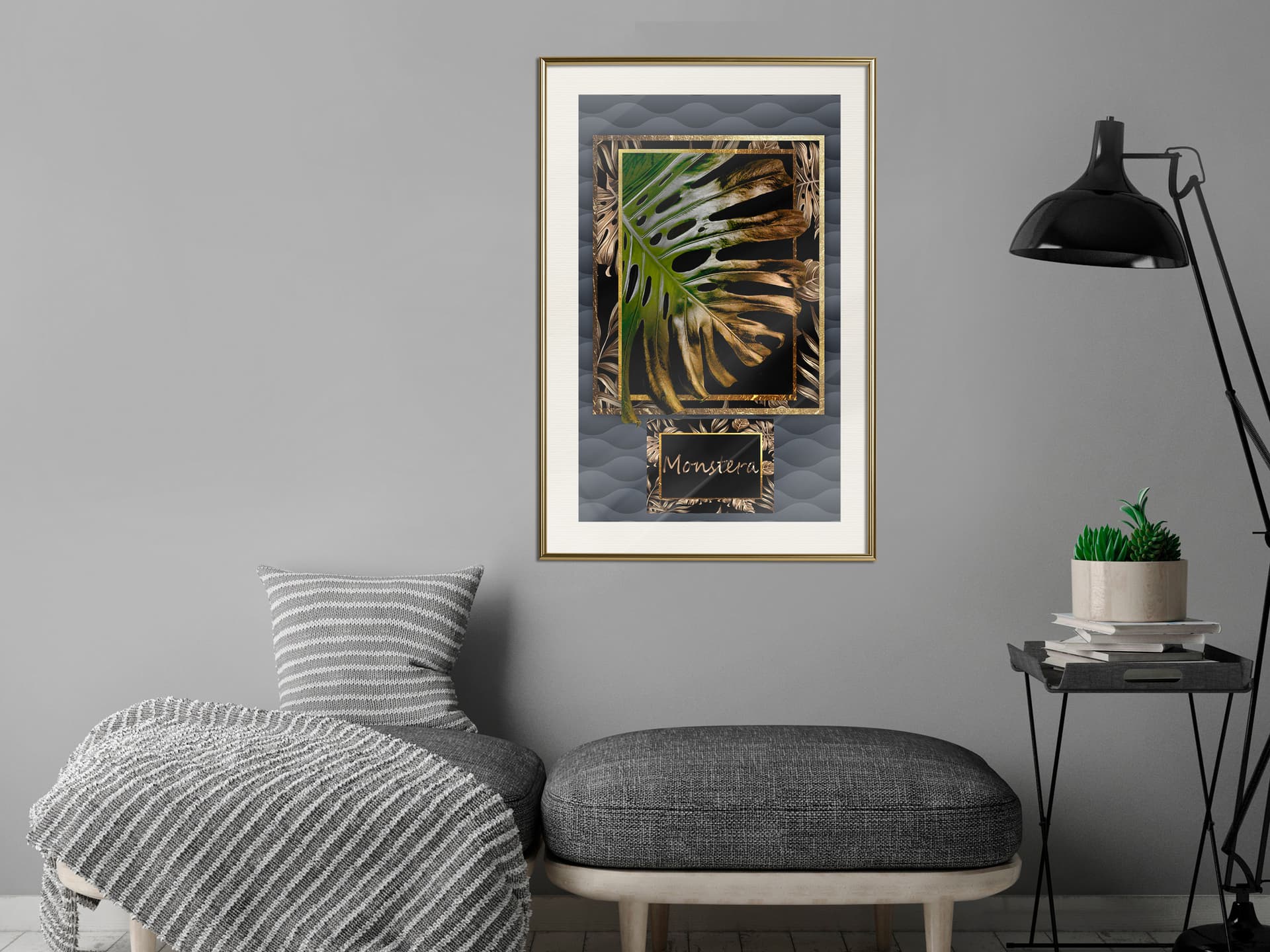 

Plakat - Monstera w ramce (rozmiar 40x60, wykończenie Rama złota z passe-partout)