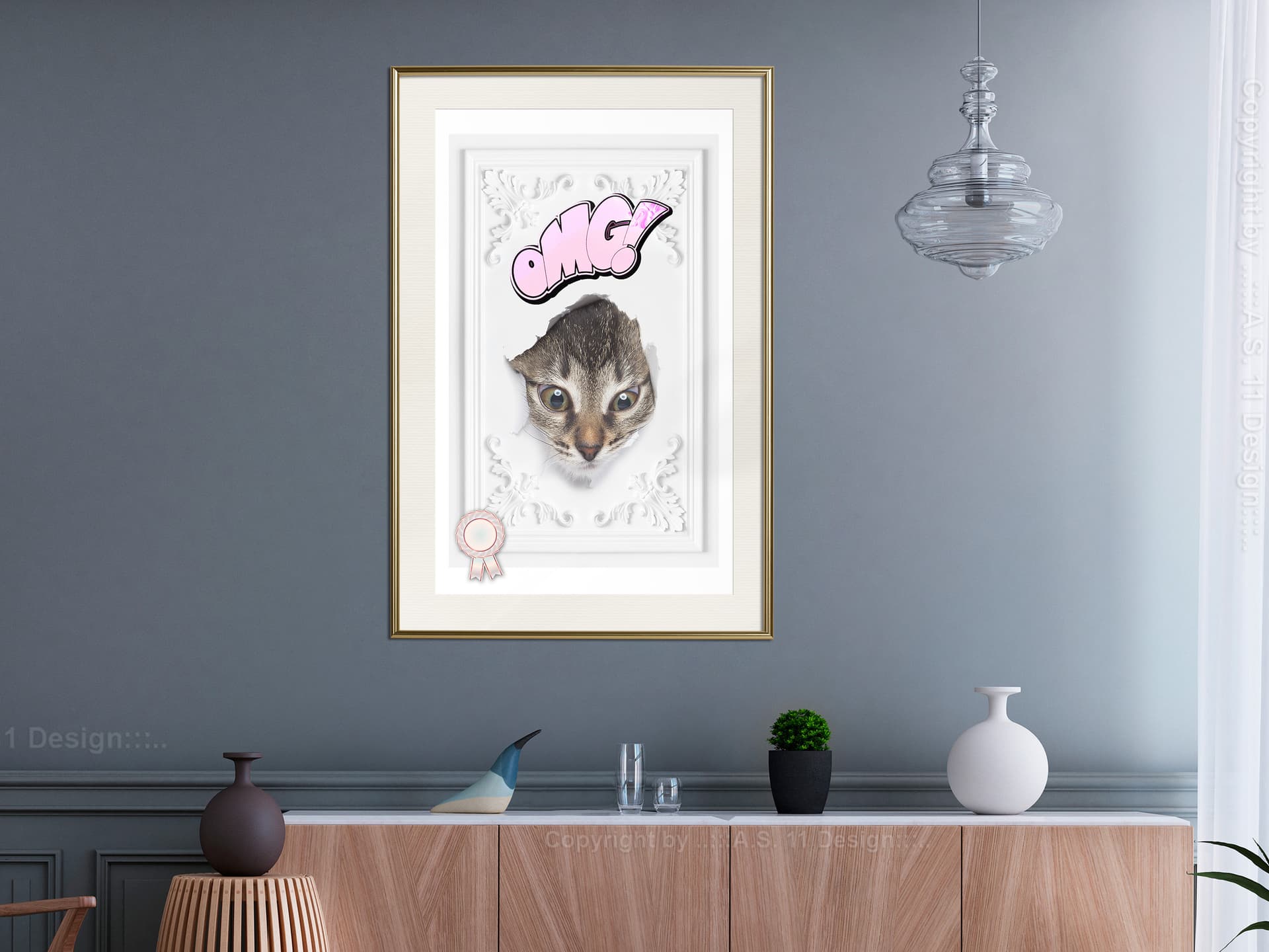 

Plakat - A kuku! (rozmiar 30x45, wykończenie Rama złota z passe-partout)