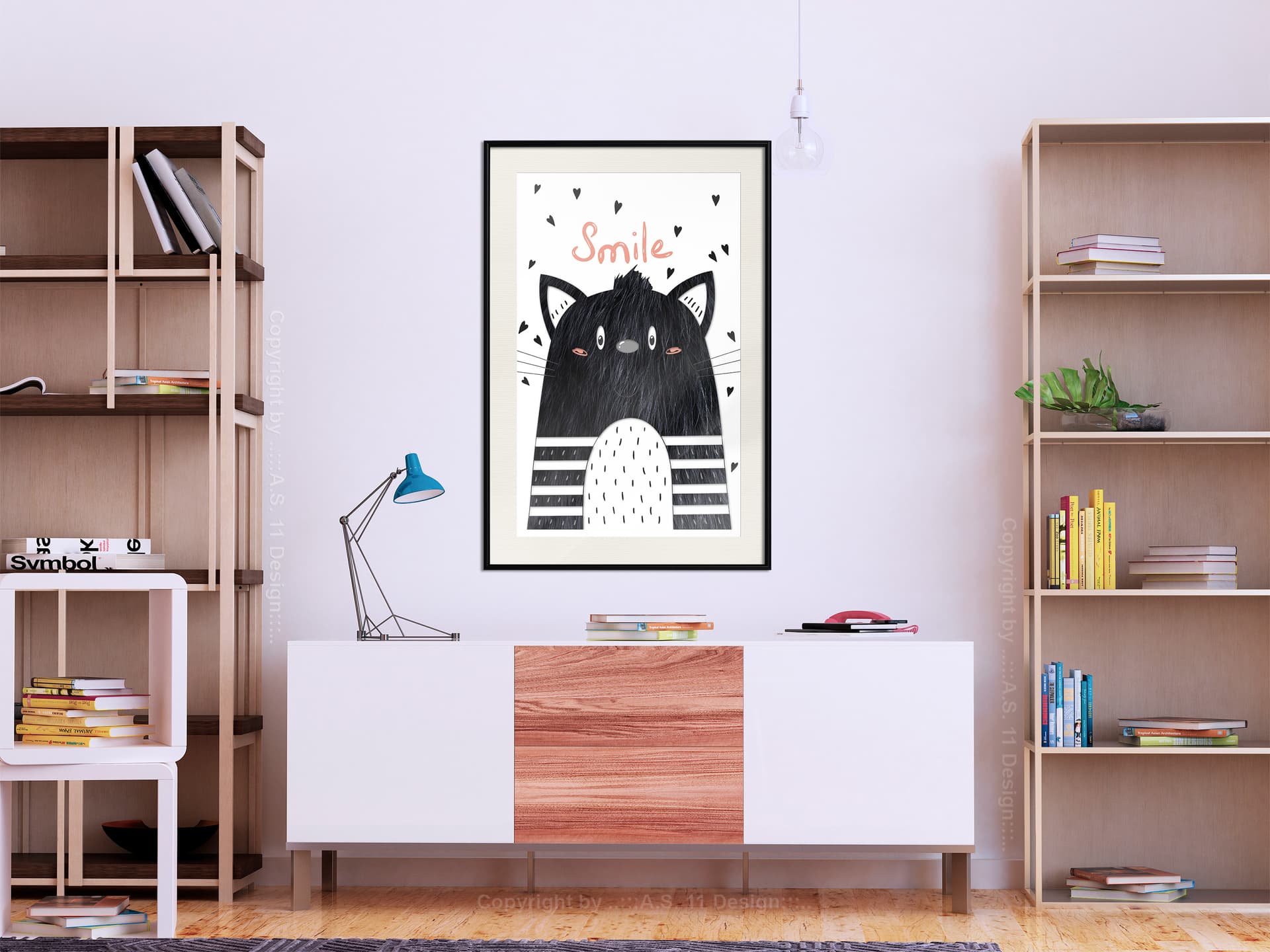 

Plakat - Wesoły kotek (rozmiar 30x45, wykończenie Rama czarna z passe-partout)