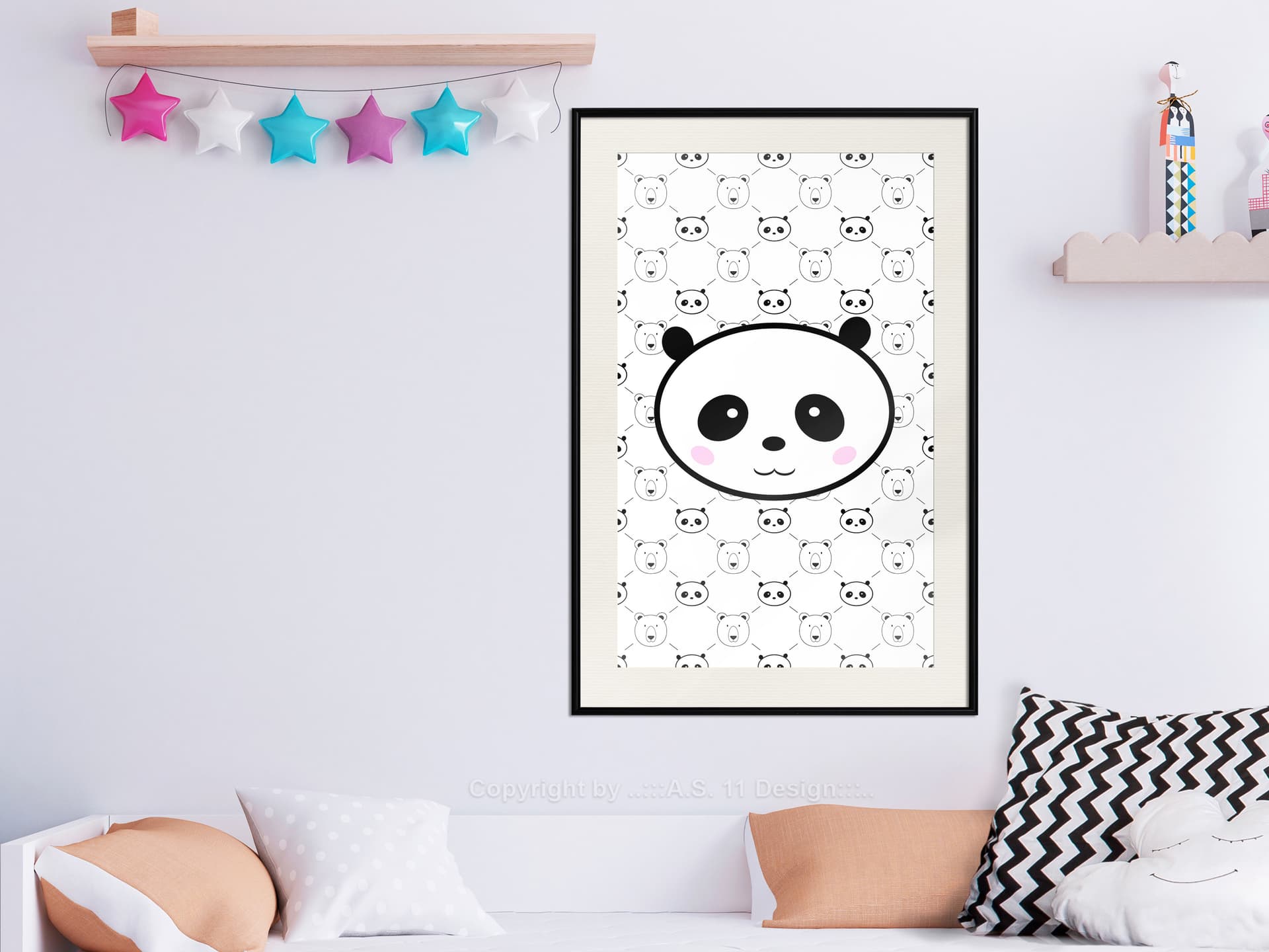 

Plakat - Panda i przyjaciele (rozmiar 30x45, wykończenie Rama czarna z passe-partout)
