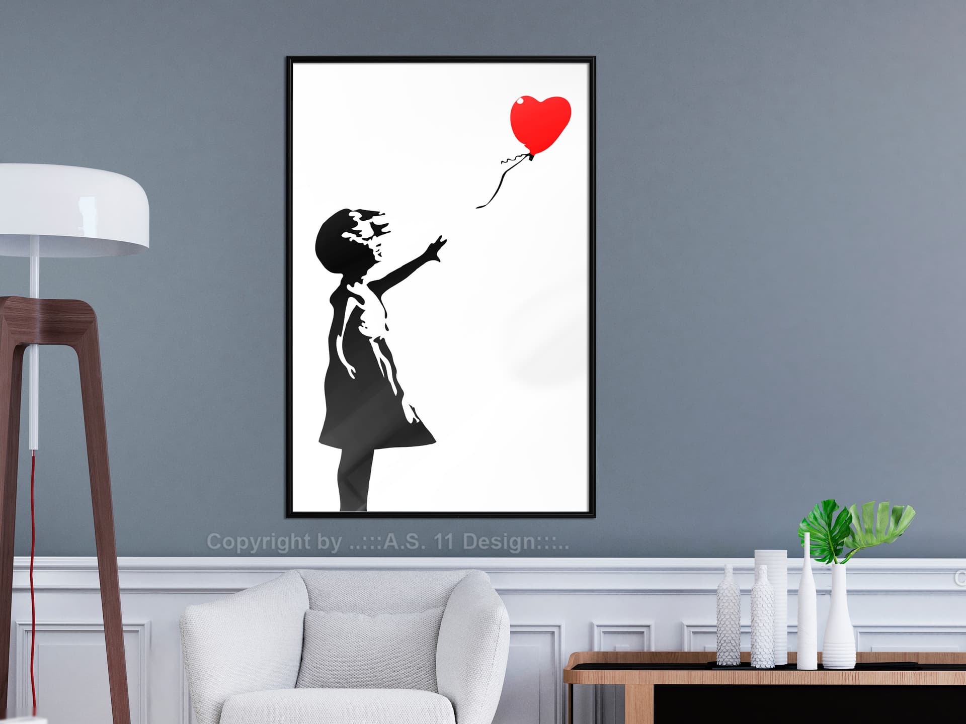 

Plakat - Banksy: Girl with Balloon I (rozmiar 20x30, wykończenie Rama czarna)