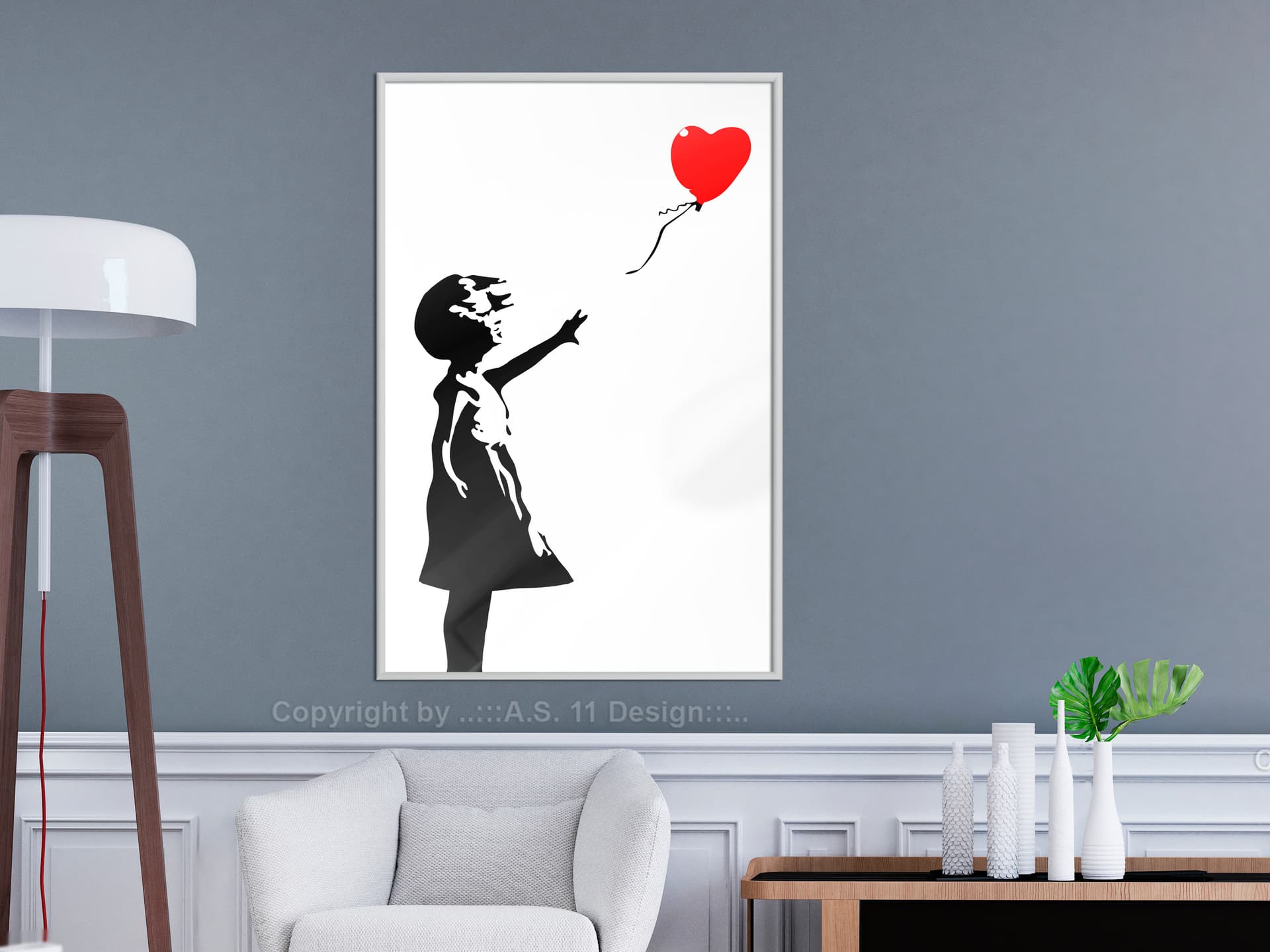 

Plakat - Banksy: Girl with Balloon I (rozmiar 20x30, wykończenie Rama biała)