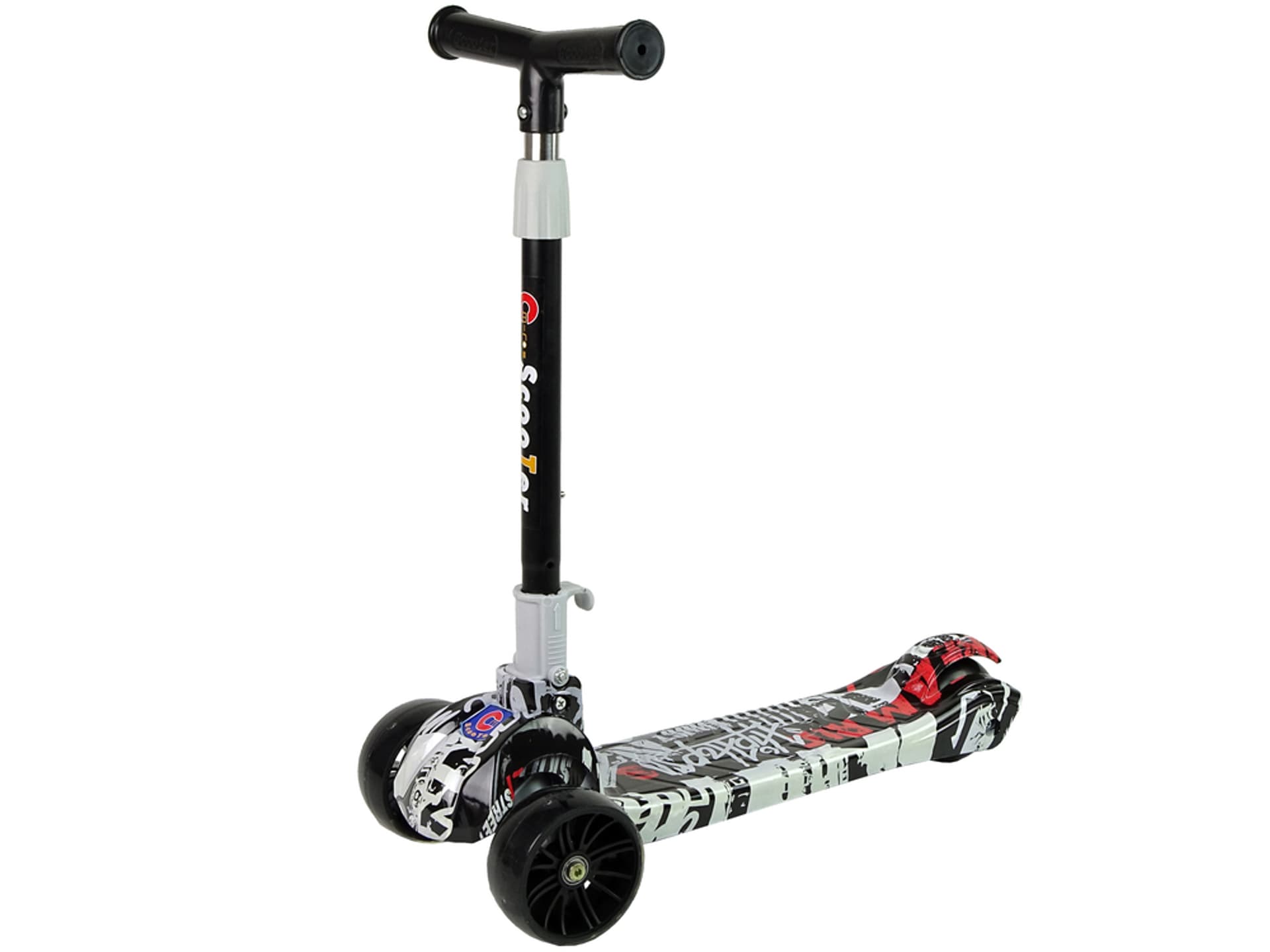 

Hulajnoga Trójkołowa Świecące Koła Biała Kolorowa Graffiti