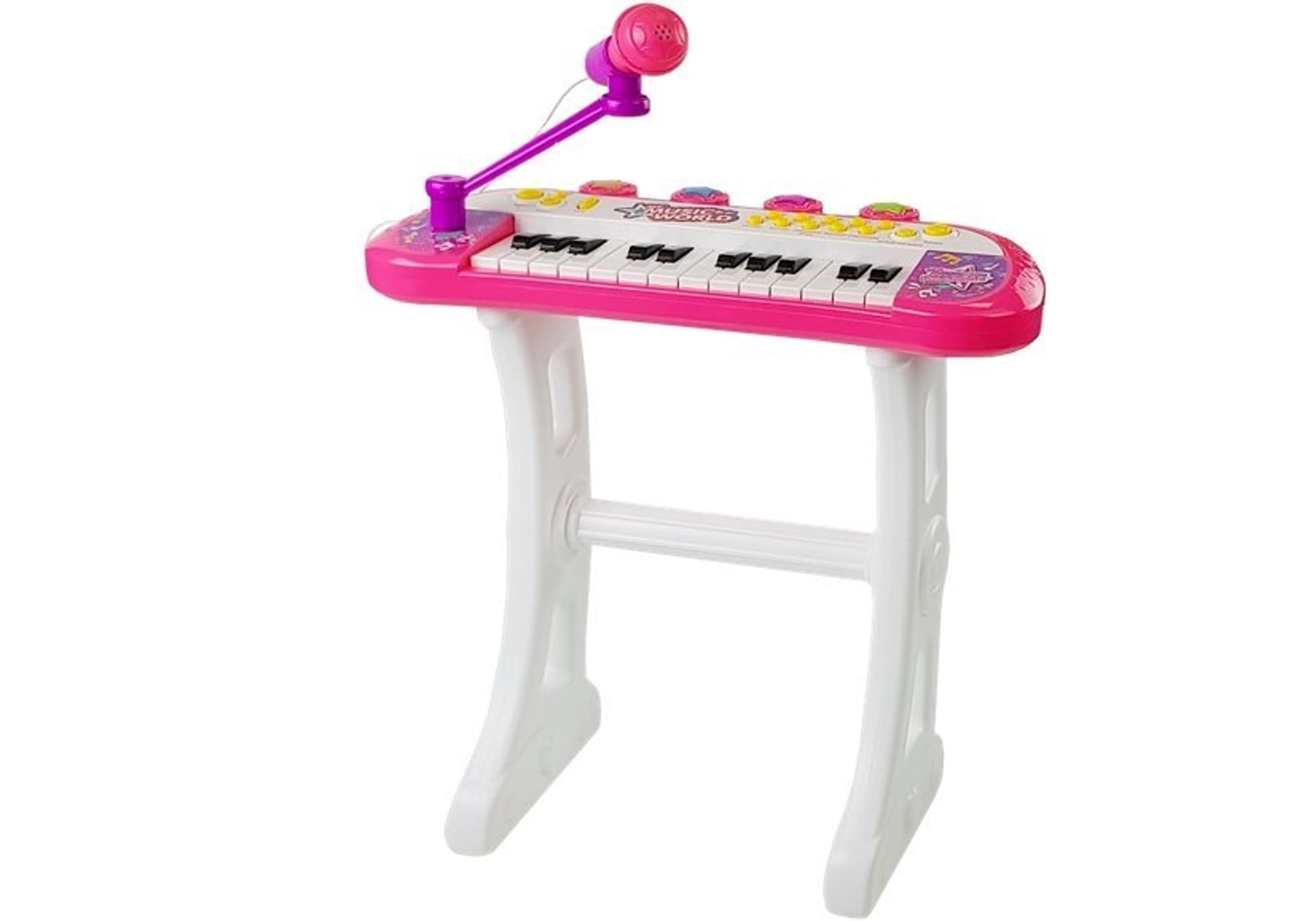 

Keyboard ze Statywem Krzesełko Mikrofon Dźwięk Światła Różowy