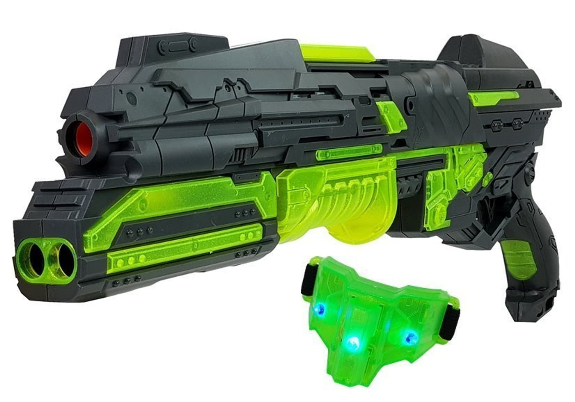 

Pistolet Luminescencyjny Na Piankowe Naboje Świeci w Ciemności Opaska Zasięg 45 m