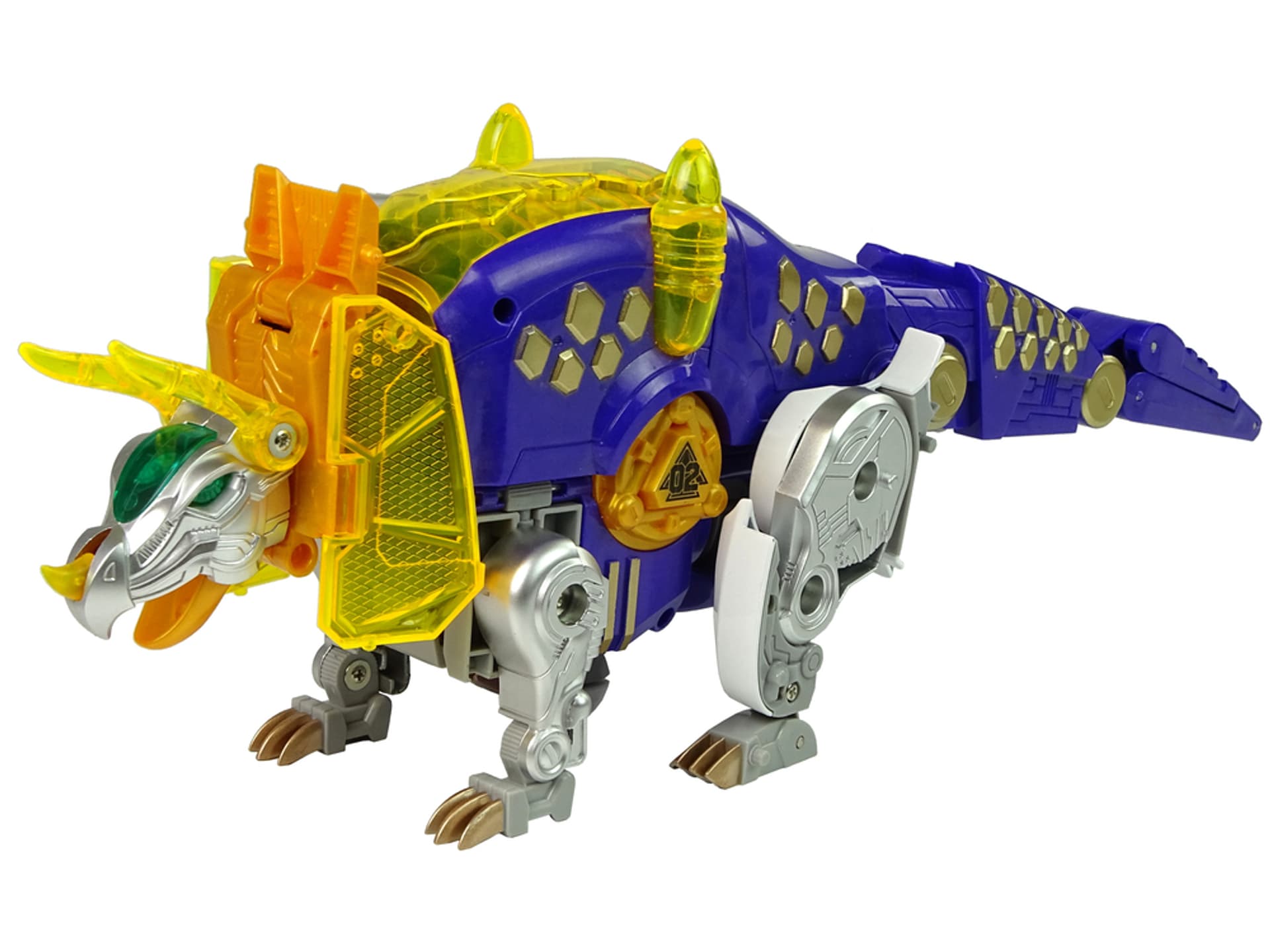 

Dinobots 2w1 Dinozaur Pistolet na Strzałki Fioletowy Triceratops Tarcza