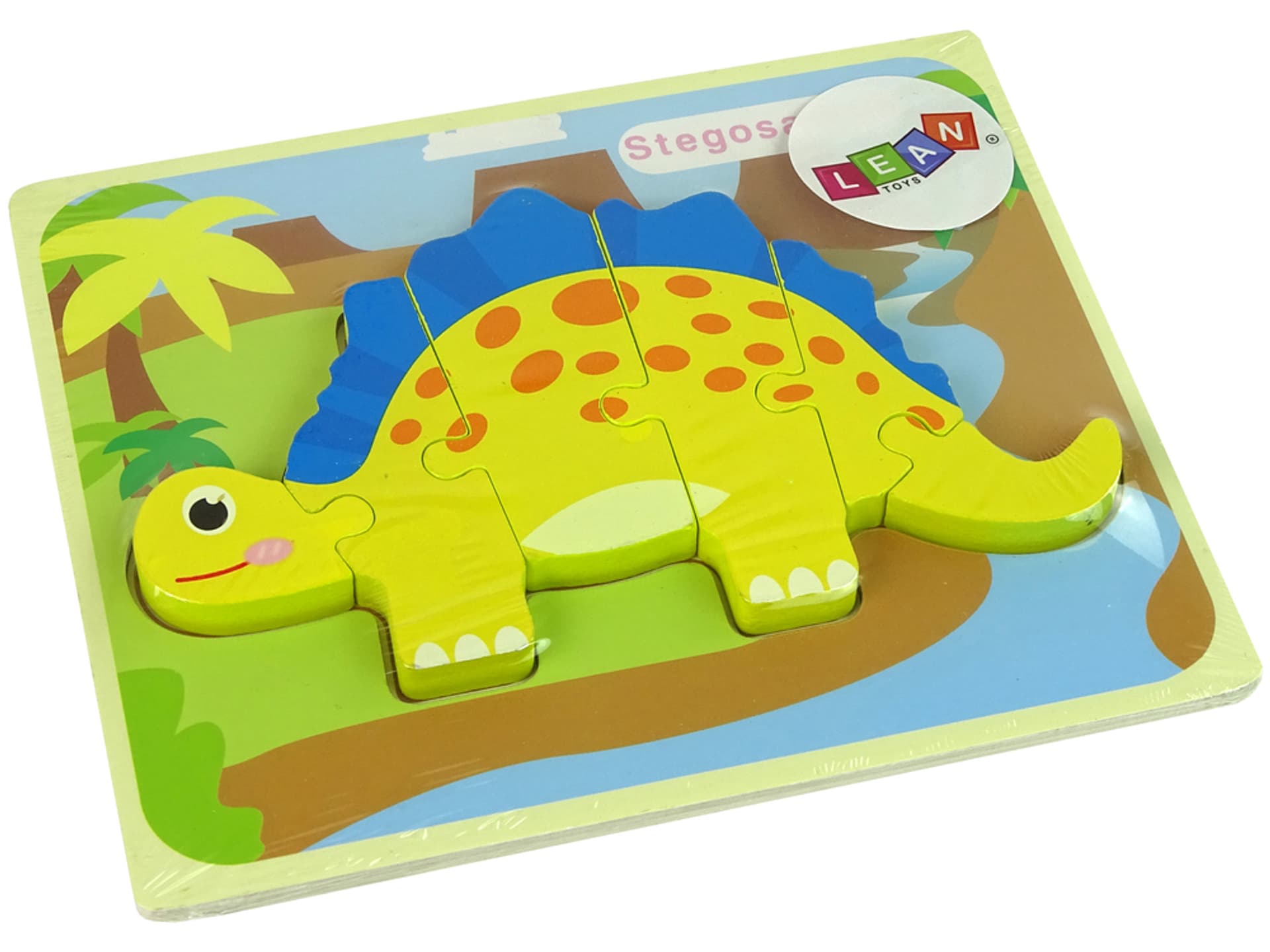 

Drewniane Puzzle Dinozaur Stegosaurus Żółty Oviraptor Żółty