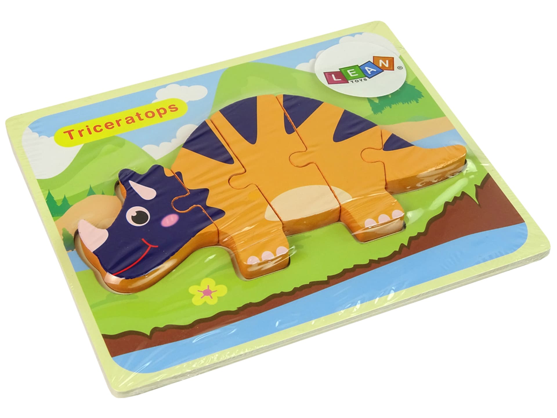 

Drewniane Puzzle Dinozaury Triceratops Ankylosaurus Pomarańczowy