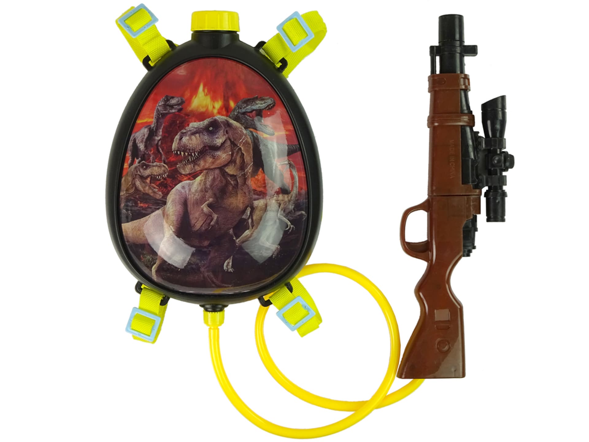 

Pistolet Na Wodę Brązowy Magazynek w Plecaku Szelki Dinozaury Czerwony