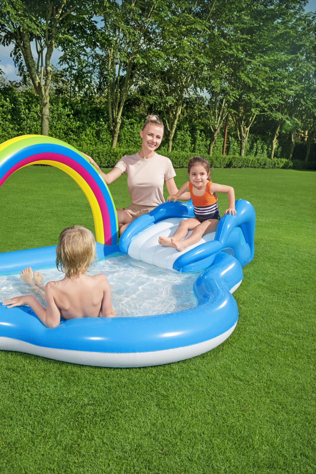 

Bestway 53092 TĘCZOWY BASEN DMUCHANY/ PLAC ZABAW ZE ZJEŻDŻALNIĄ 257cm x 145cm x 91cm