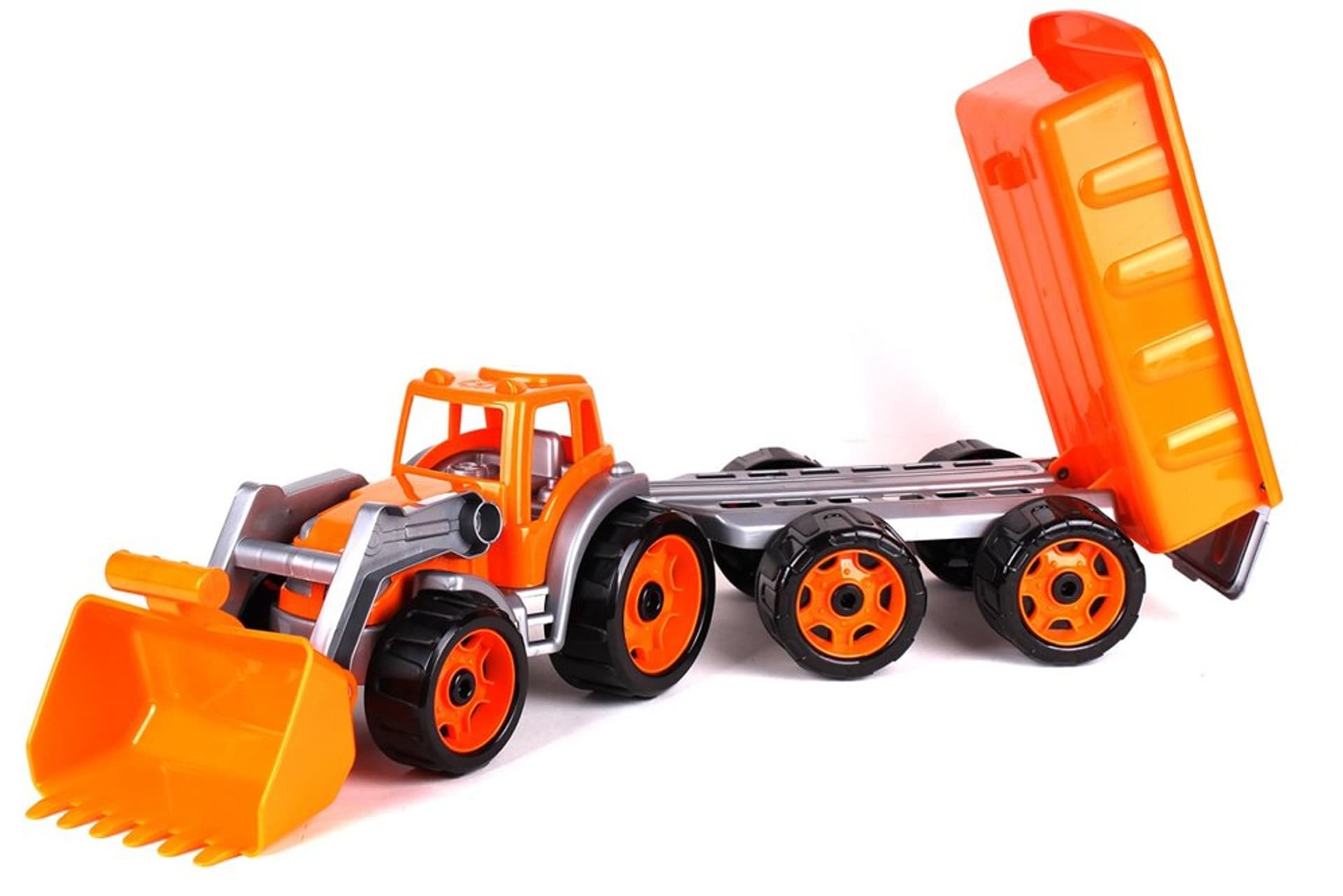 

Traktor Spychacz z Łyżką Przyczepka Pomarańczowy 3688