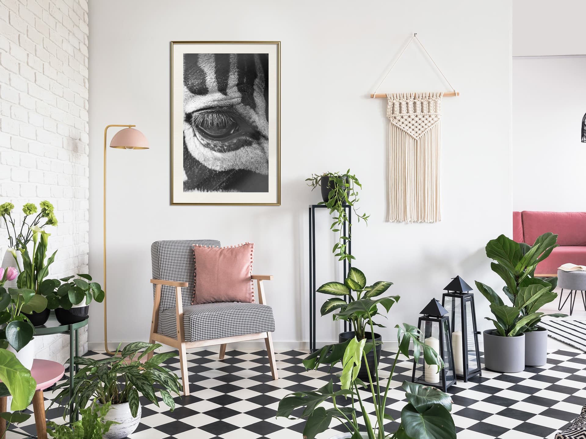 

Plakat - Zebra Cię obserwuje (rozmiar 30x45, wykończenie Rama złota z passe-partout)