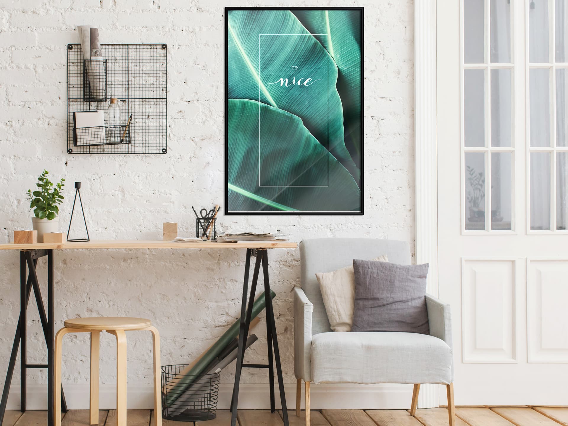

Plakat - Liście bananowca z przesłaniem (zielony) (rozmiar 30x45, wykończenie Rama czarna)