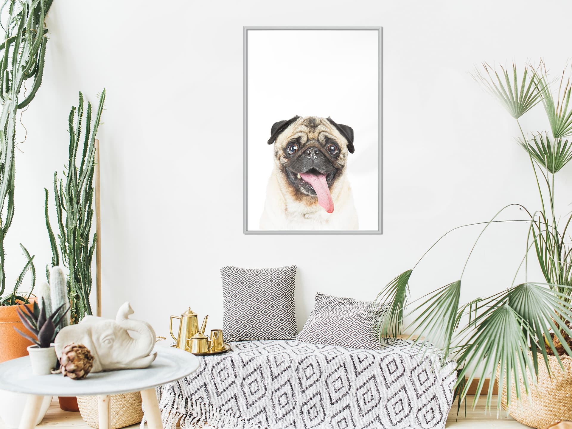 

Plakat - Śmieszny mops (rozmiar 20x30, wykończenie Rama biała)