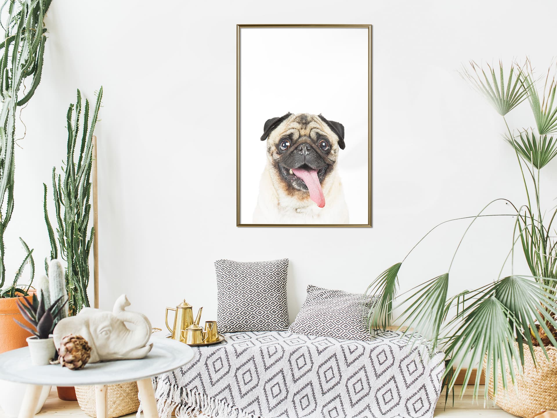

Plakat - Śmieszny mops (rozmiar 40x60, wykończenie Rama złota)