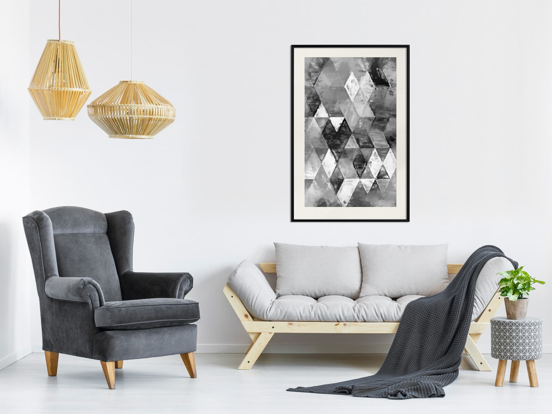 

Plakat - Abstrakcyjne romby (rozmiar 20x30, wykończenie Rama czarna z passe-partout)