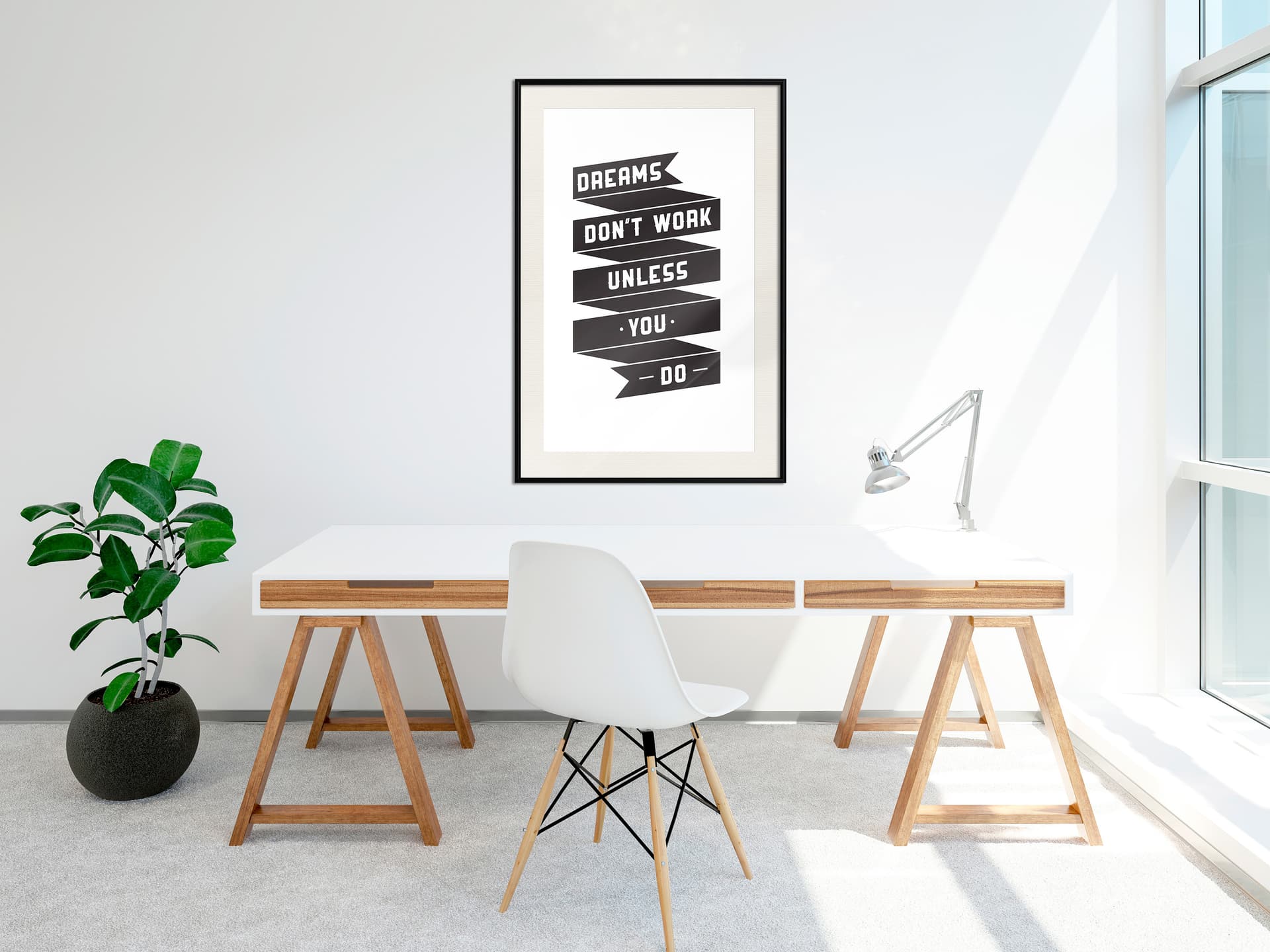 

Plakat - Marzenia same się nie spełniają II (rozmiar 20x30, wykończenie Rama czarna z passe-partout)
