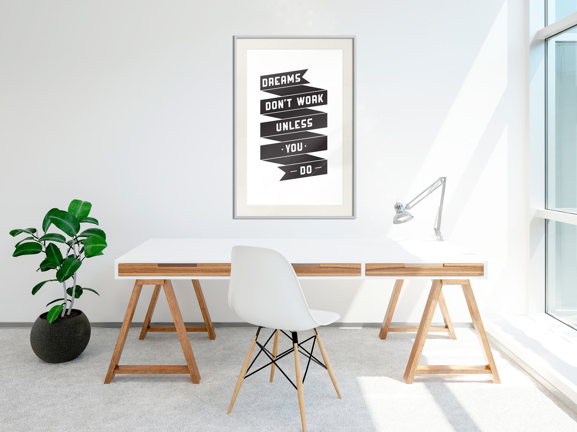 

Plakat - Marzenia same się nie spełniają II (rozmiar 40x60, wykończenie Rama biała z passe-partout)