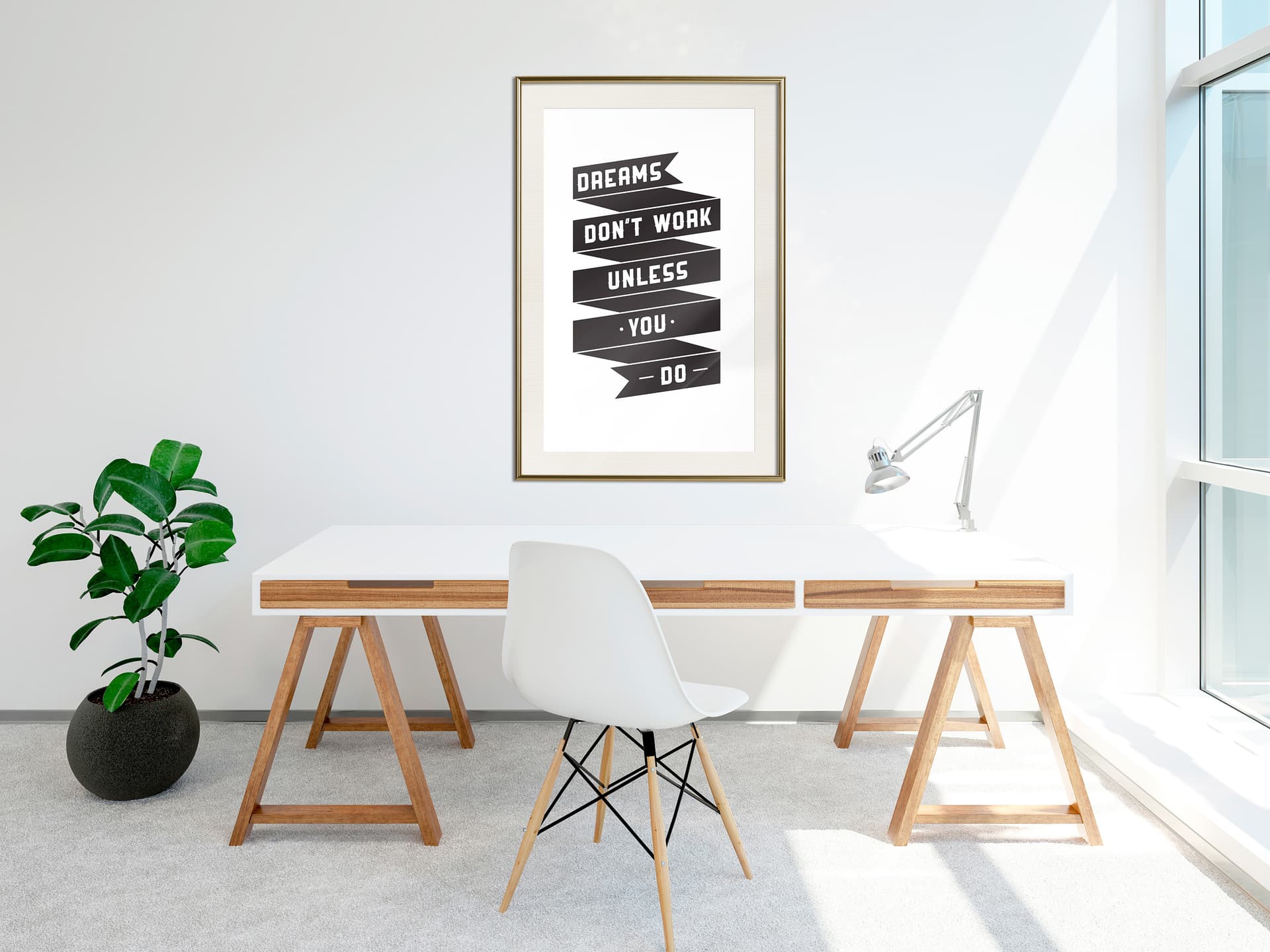 

Plakat - Marzenia same się nie spełniają II (rozmiar 30x45, wykończenie Rama złota z passe-partout)