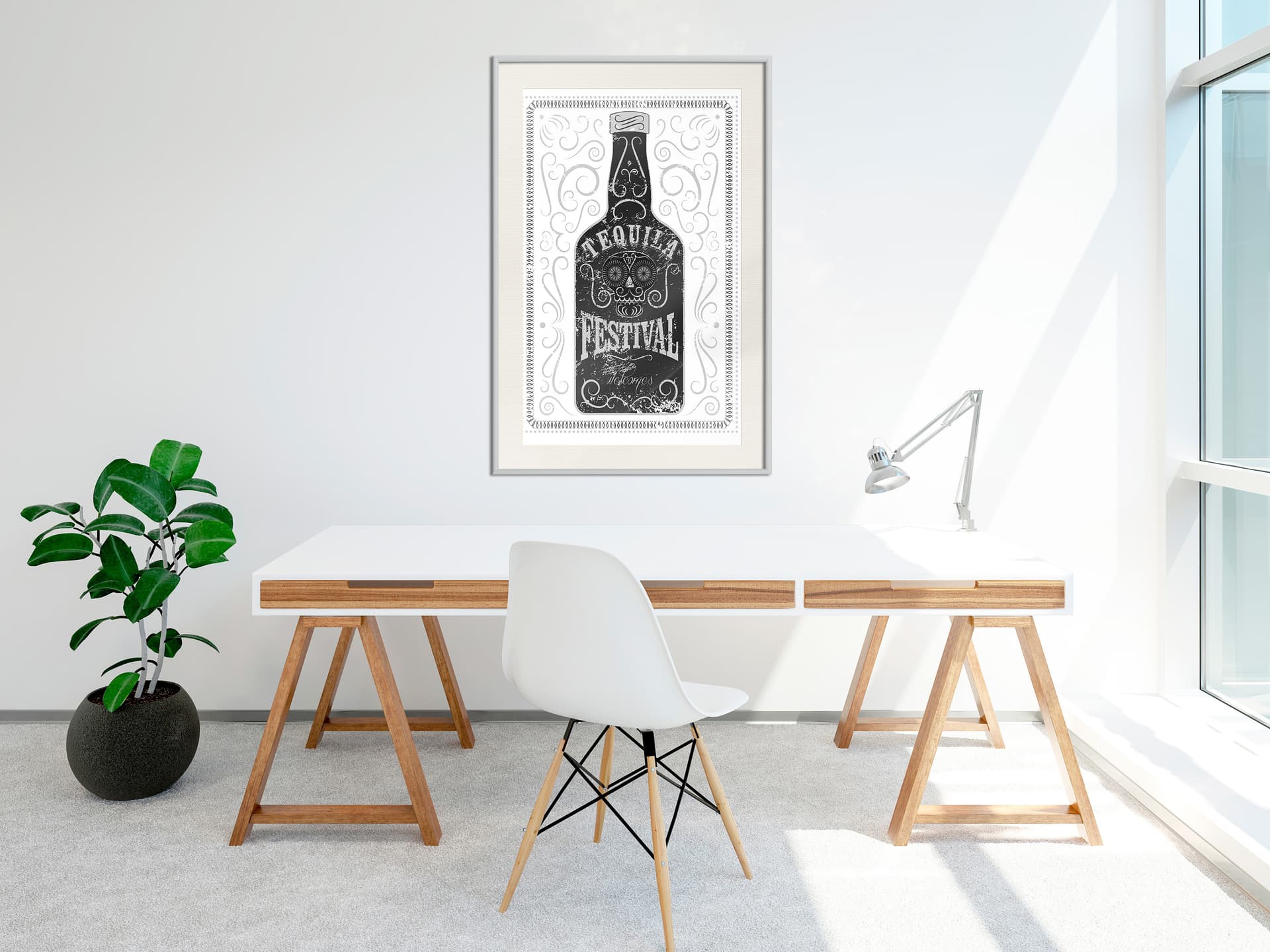 

Plakat - Butelka tequili (rozmiar 40x60, wykończenie Rama biała z passe-partout)