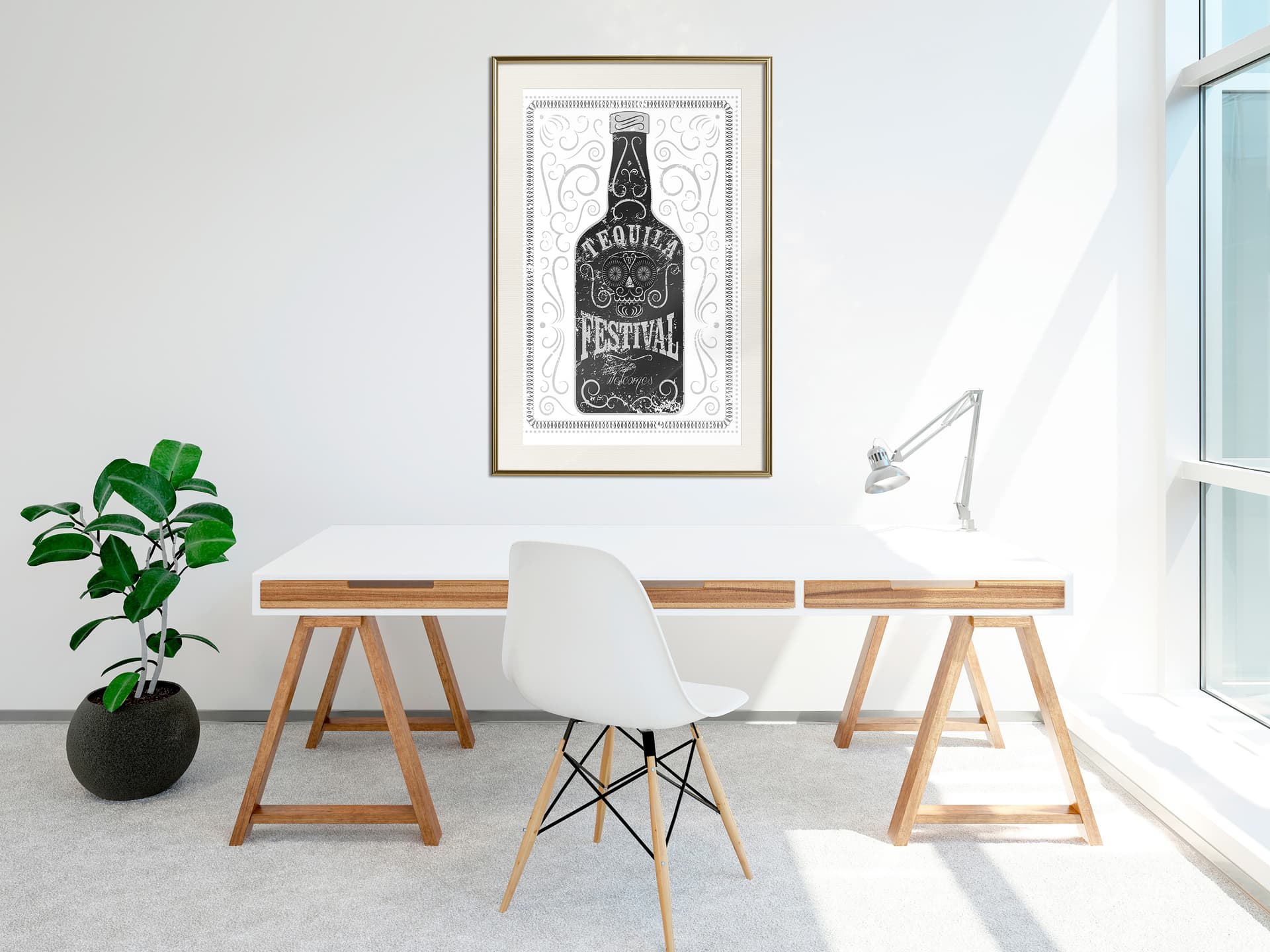 

Plakat - Butelka tequili (rozmiar 20x30, wykończenie Rama złota z passe-partout)