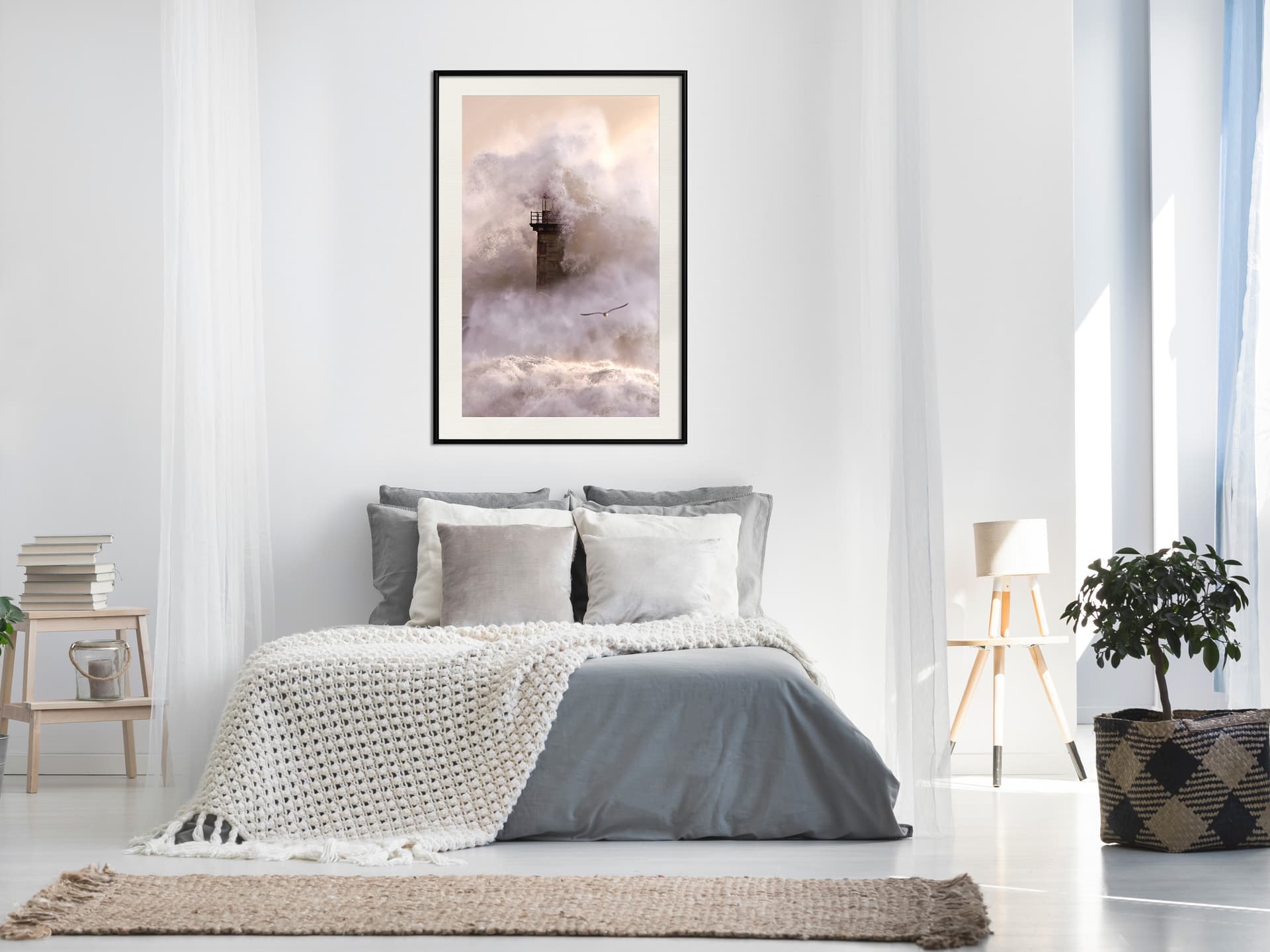 

Plakat - Latarnia morska podczas sztormu (rozmiar 40x60, wykończenie Rama czarna z passe-partout)