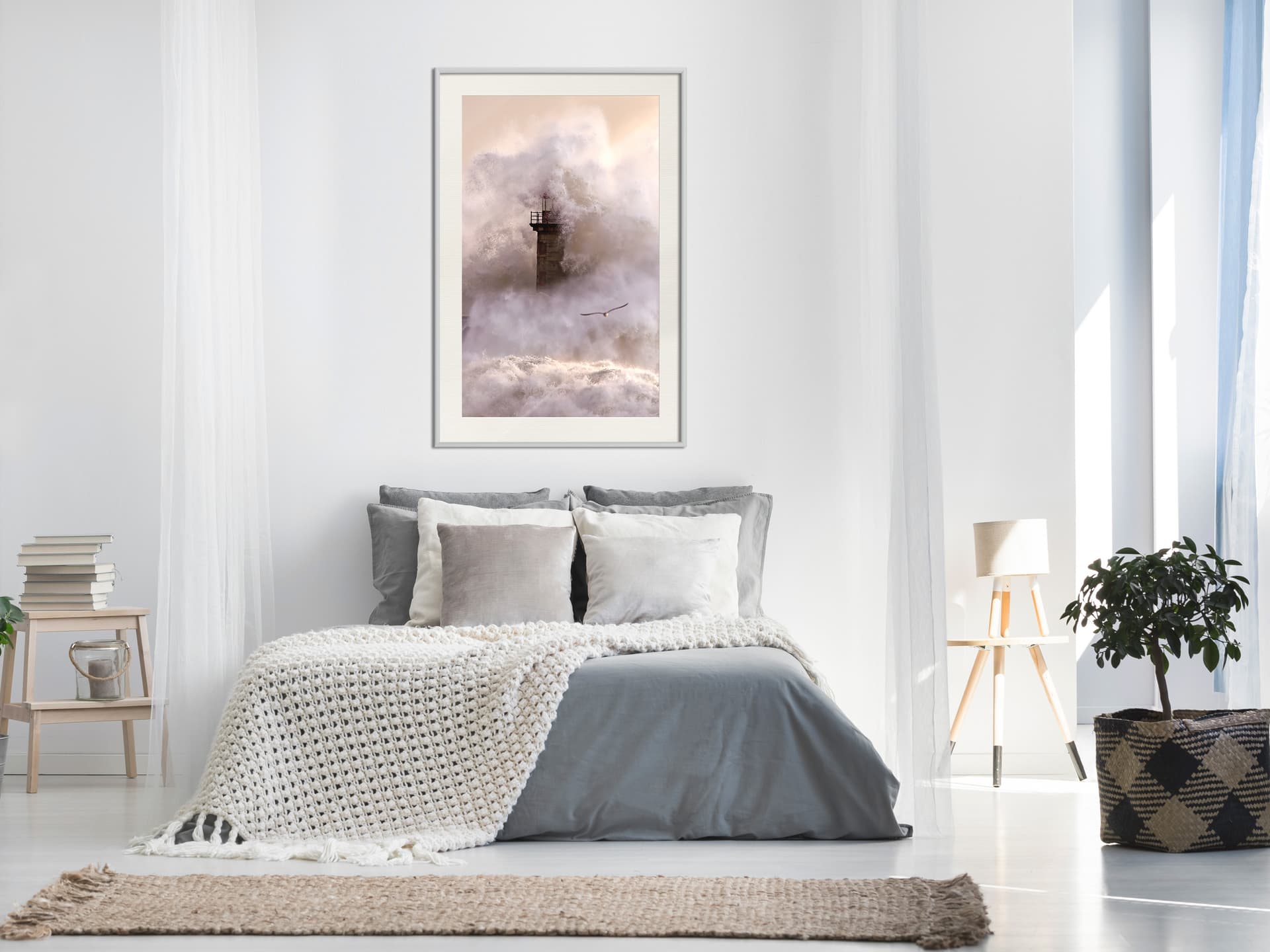 

Plakat - Latarnia morska podczas sztormu (rozmiar 20x30, wykończenie Rama biała z passe-partout)
