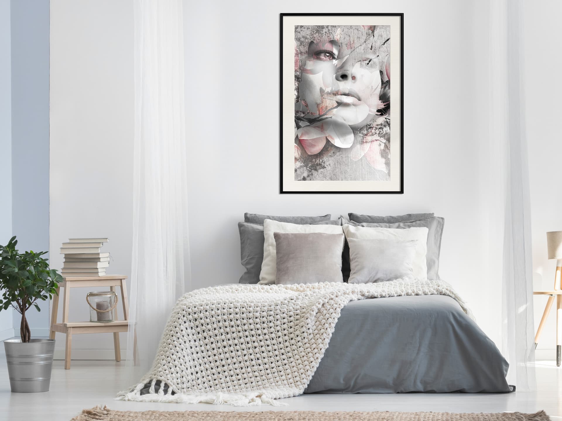 

Plakat - Pani w kwiatach (rozmiar 20x30, wykończenie Rama czarna z passe-partout)
