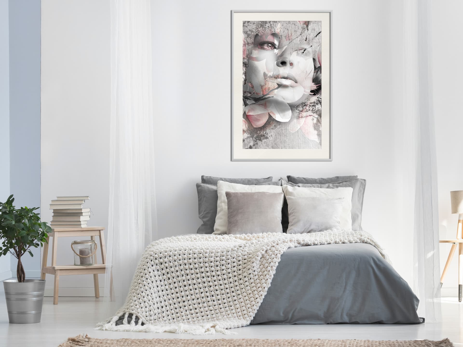 

Plakat - Pani w kwiatach (rozmiar 40x60, wykończenie Rama biała z passe-partout)